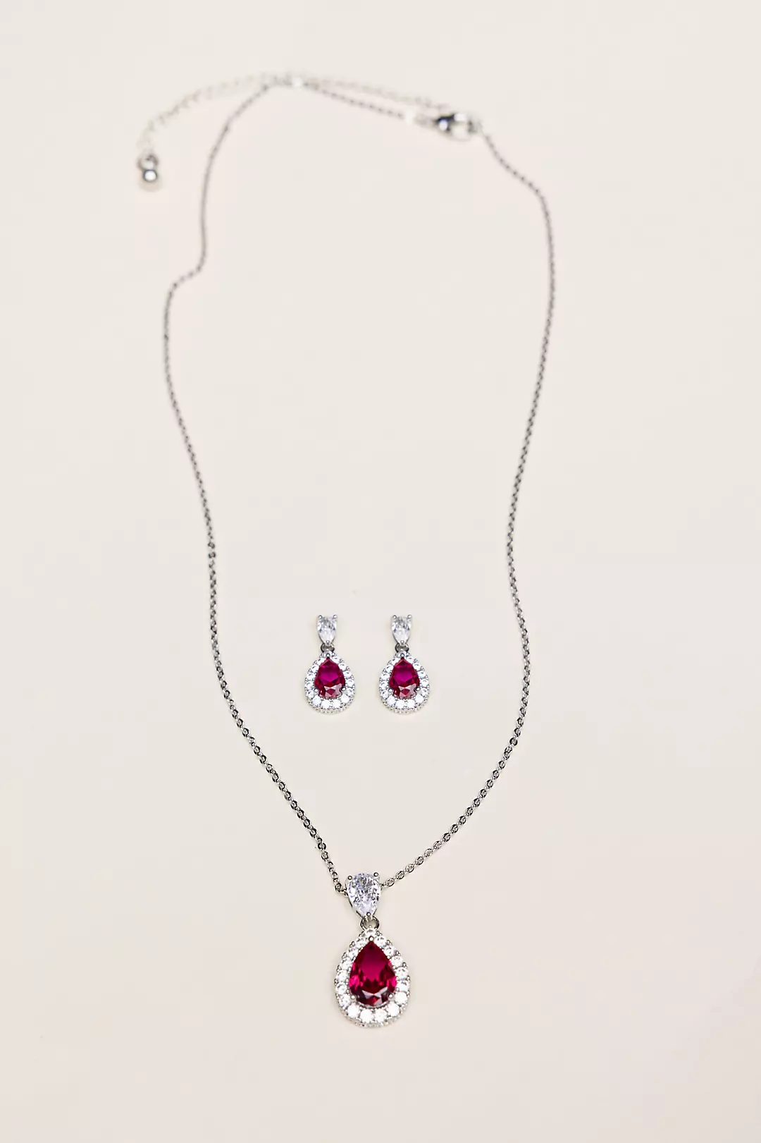 Pear-Shaped Ruby and Rhinestone Jewelry Set - Image 2