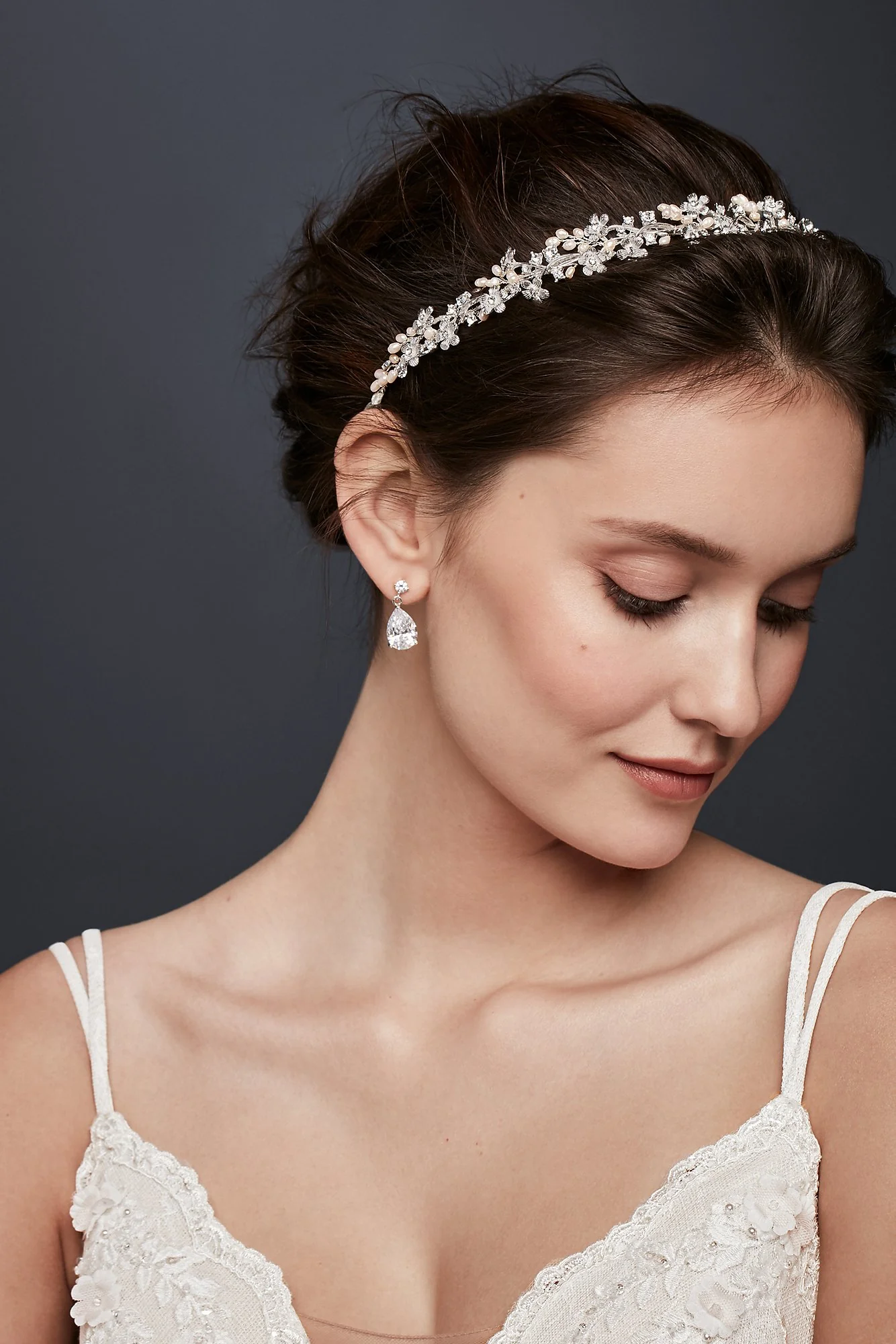 Pearl and Crystal Floral Ribbon Headband - Image 2