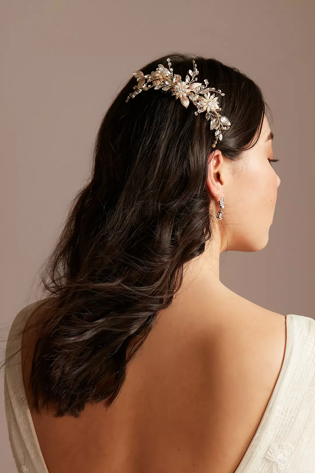 Pearl and Crystal Gilded Flora Comb - Image 2