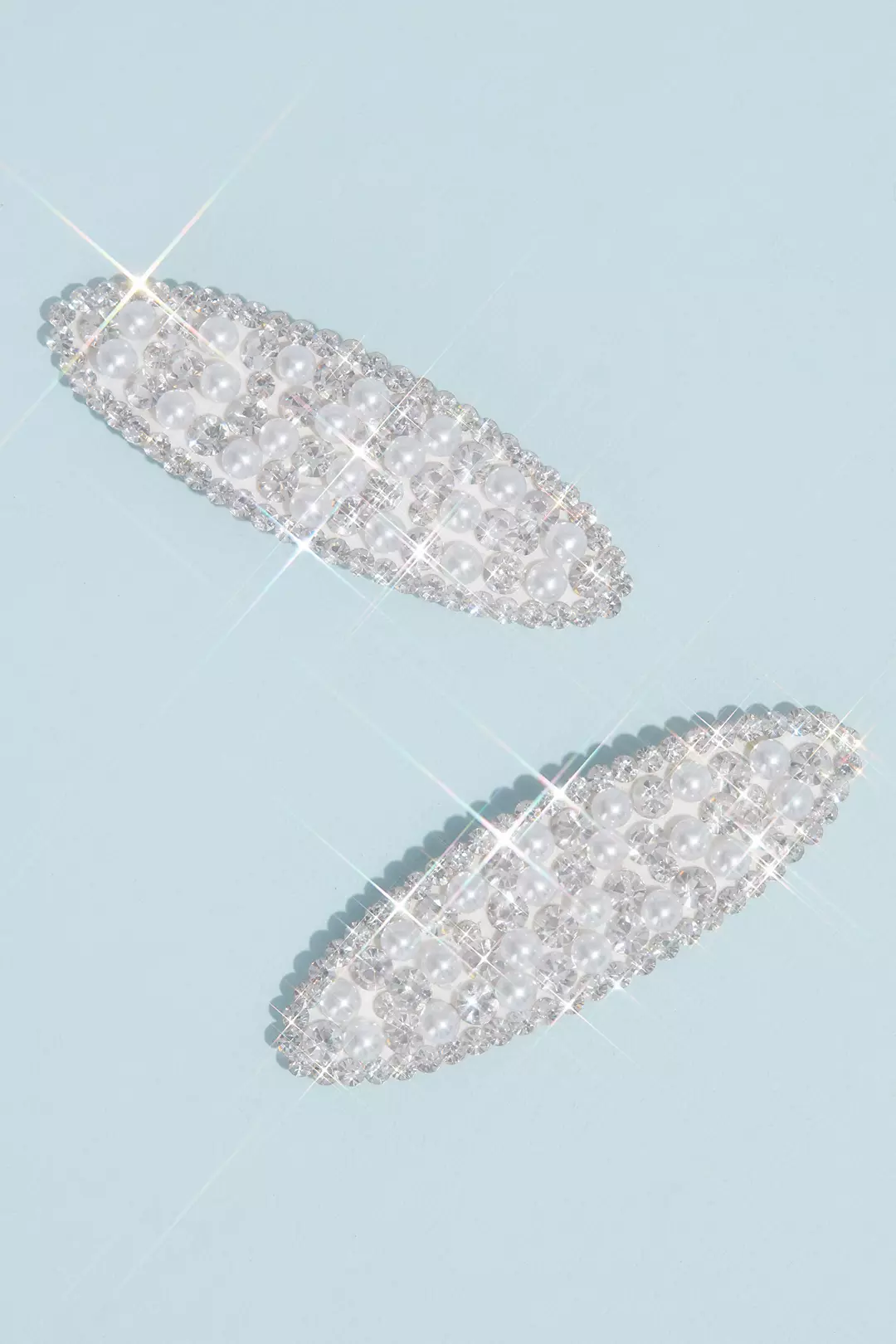 Pearl and Crystal Oval Hair Clip Set - Image 2