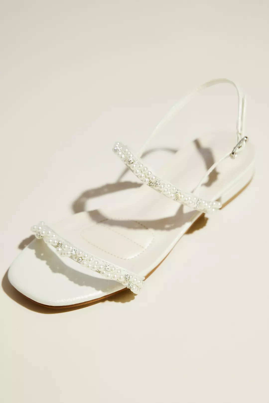 Pearl and Crystal Strap Flat Sandals - Image 6