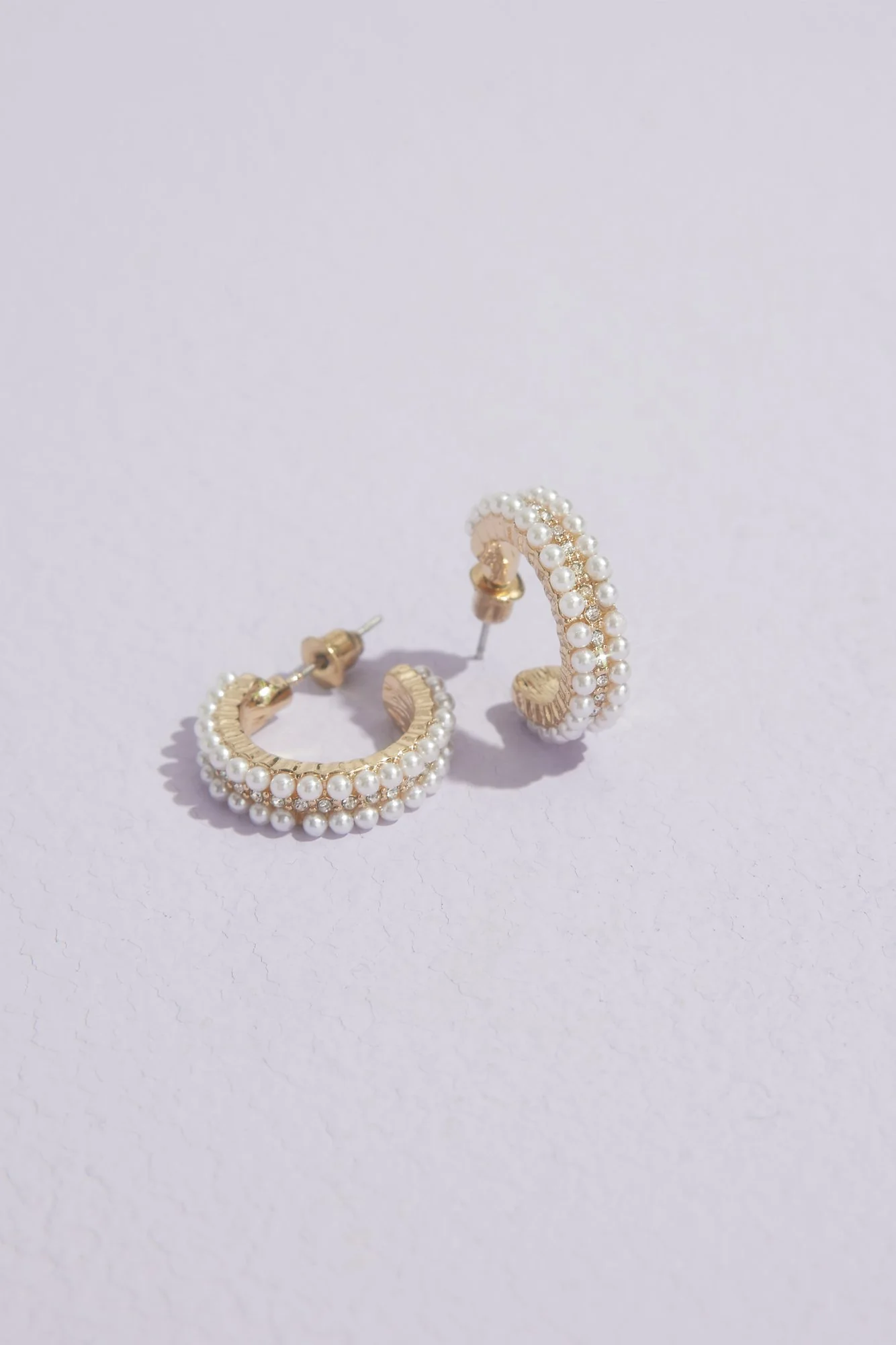 Pearl and Cubic Zirconia Hoop Earrings