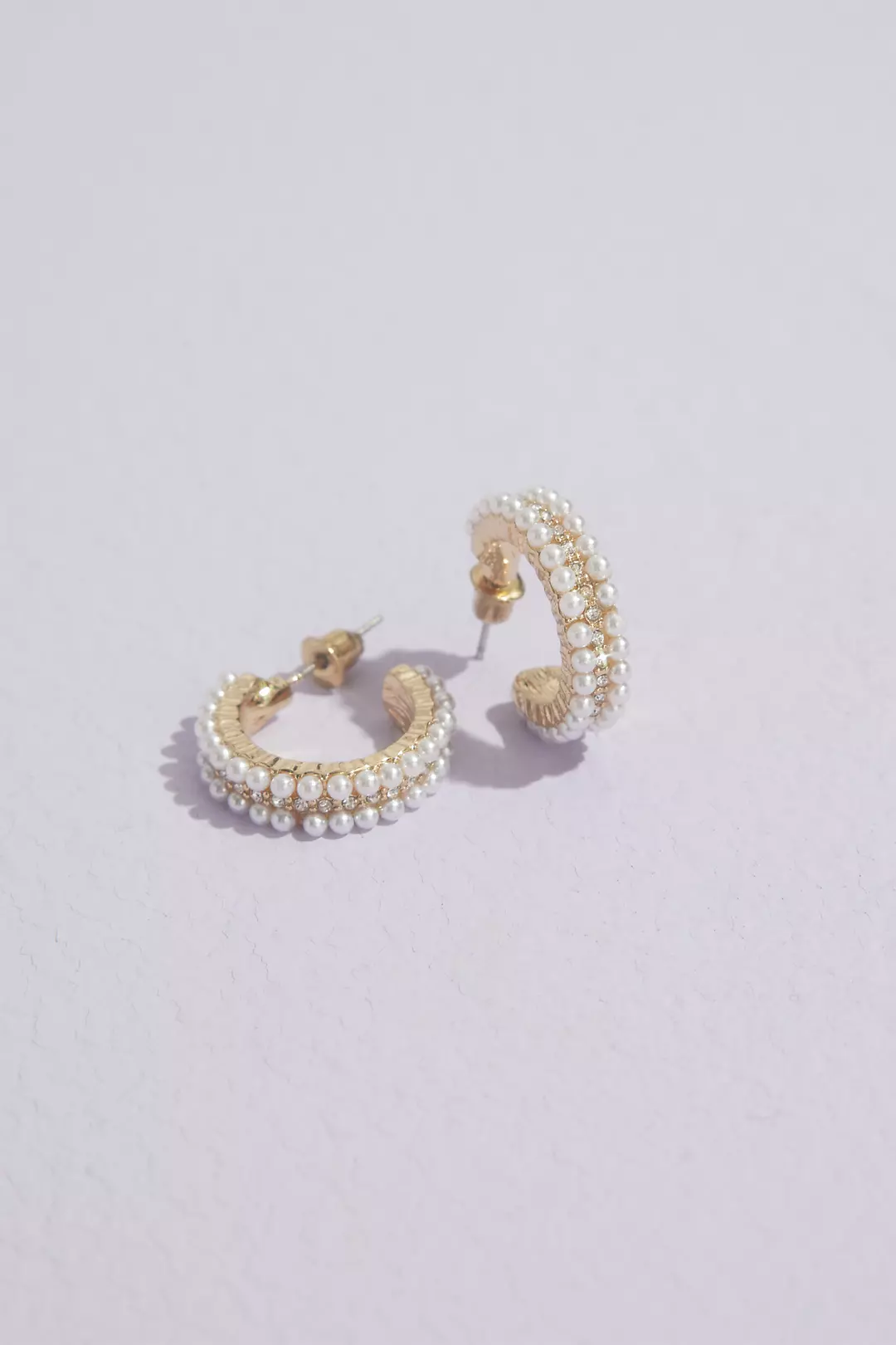 Pearl and Cubic Zirconia Hoop Earrings - Image 2