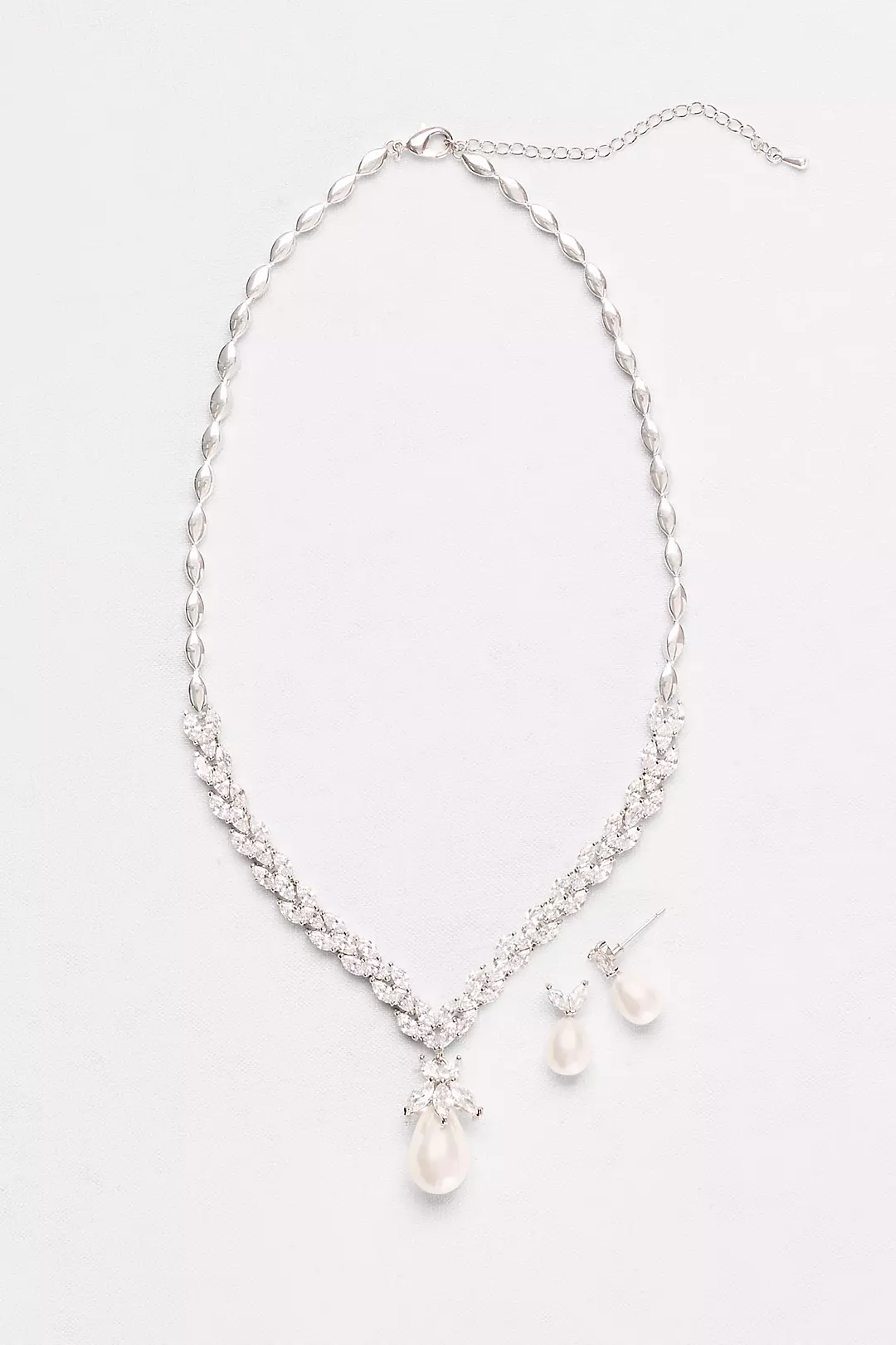 Pearl and Cubic Zirconia Necklace and Earring Set - Image 2