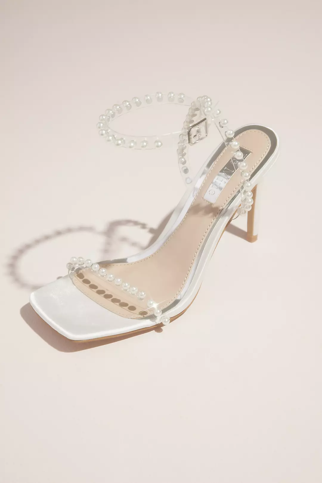 Pearl and Lucite Strap Stiletto Sandals - Image 3