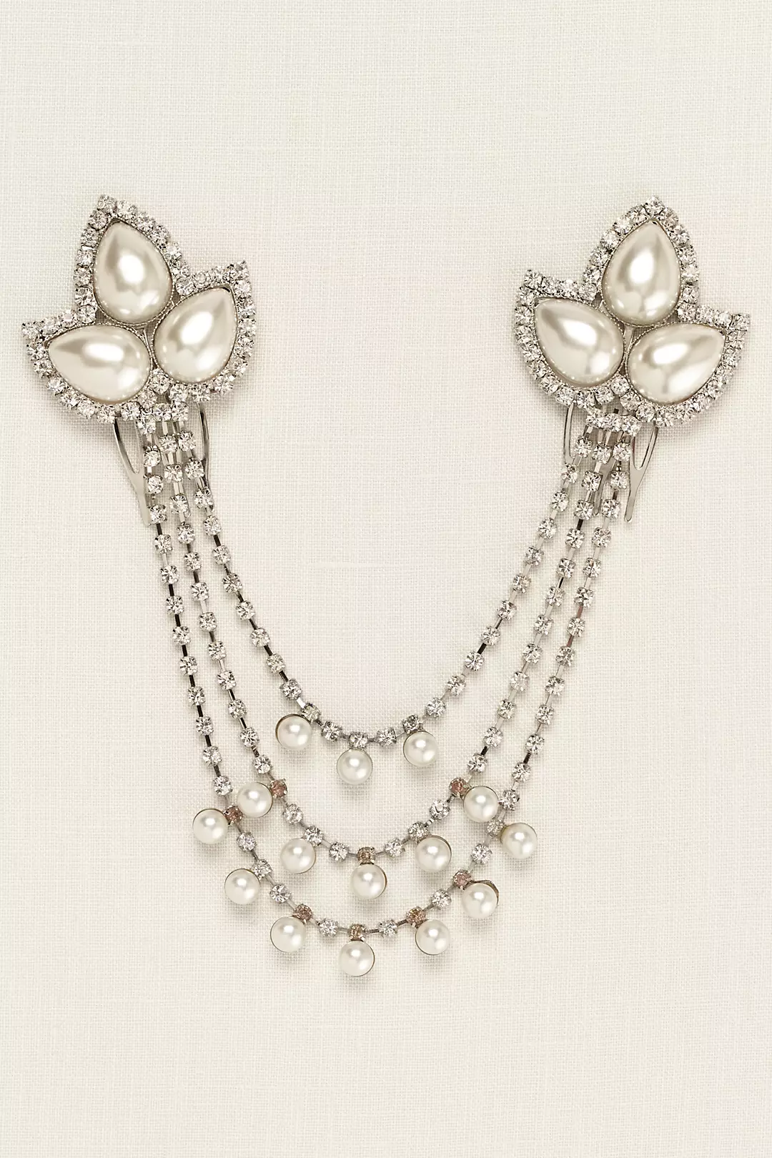 Pearl and Rhinestone Swag Comb - Image 2