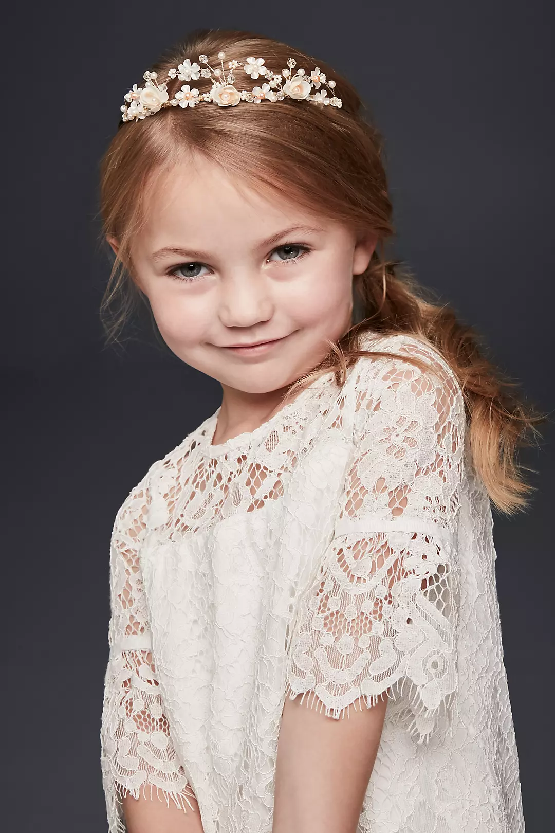 Pearl Blossom Girls Flower Crown - Image 2