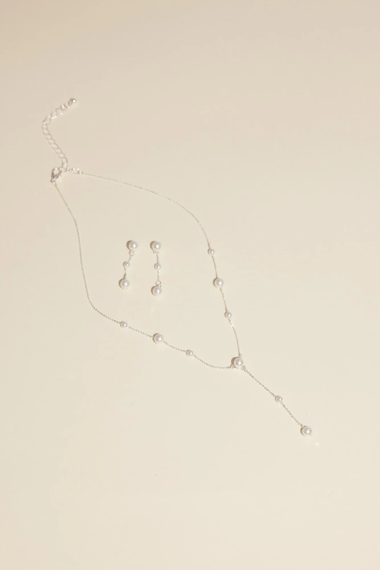 Pearl Lariat Drop Necklace Set