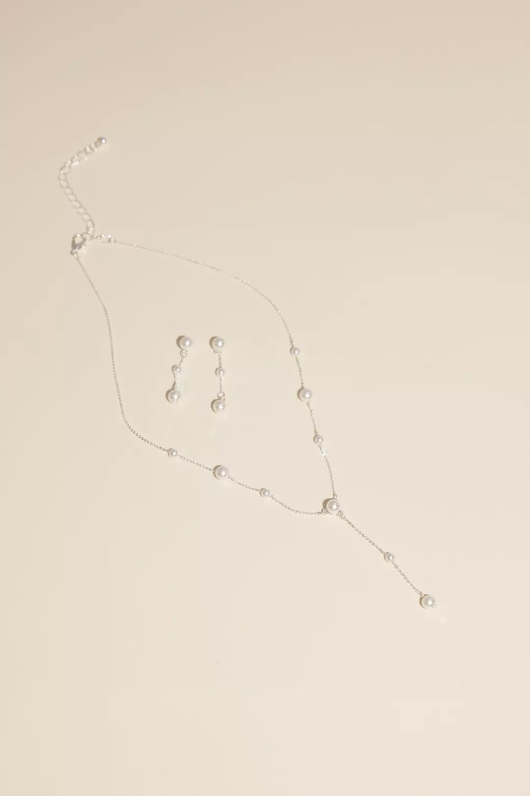 Pearl Lariat Drop Necklace Set - Image 2