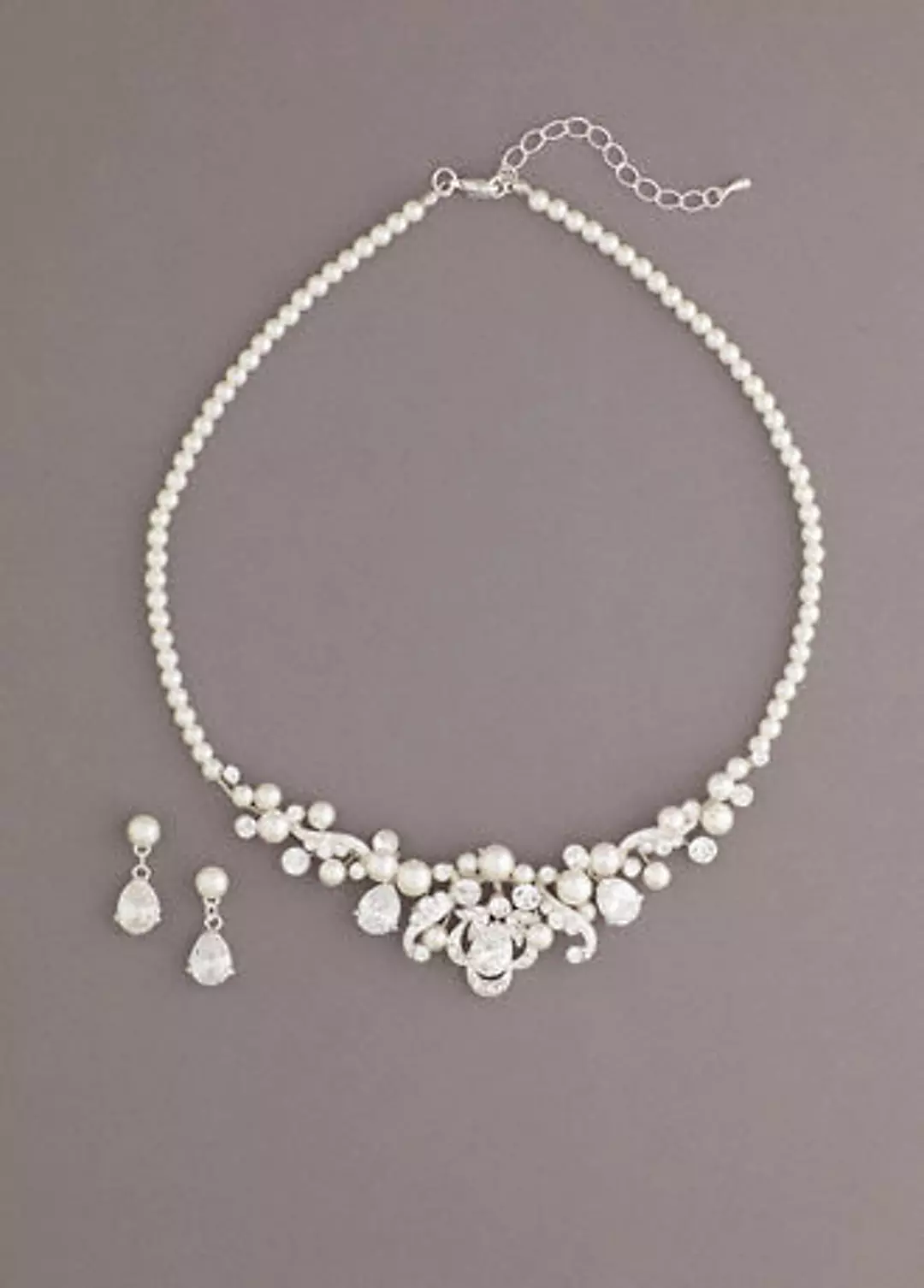 Pearl Set Accented with Oval Shaped Crystals - Image 2
