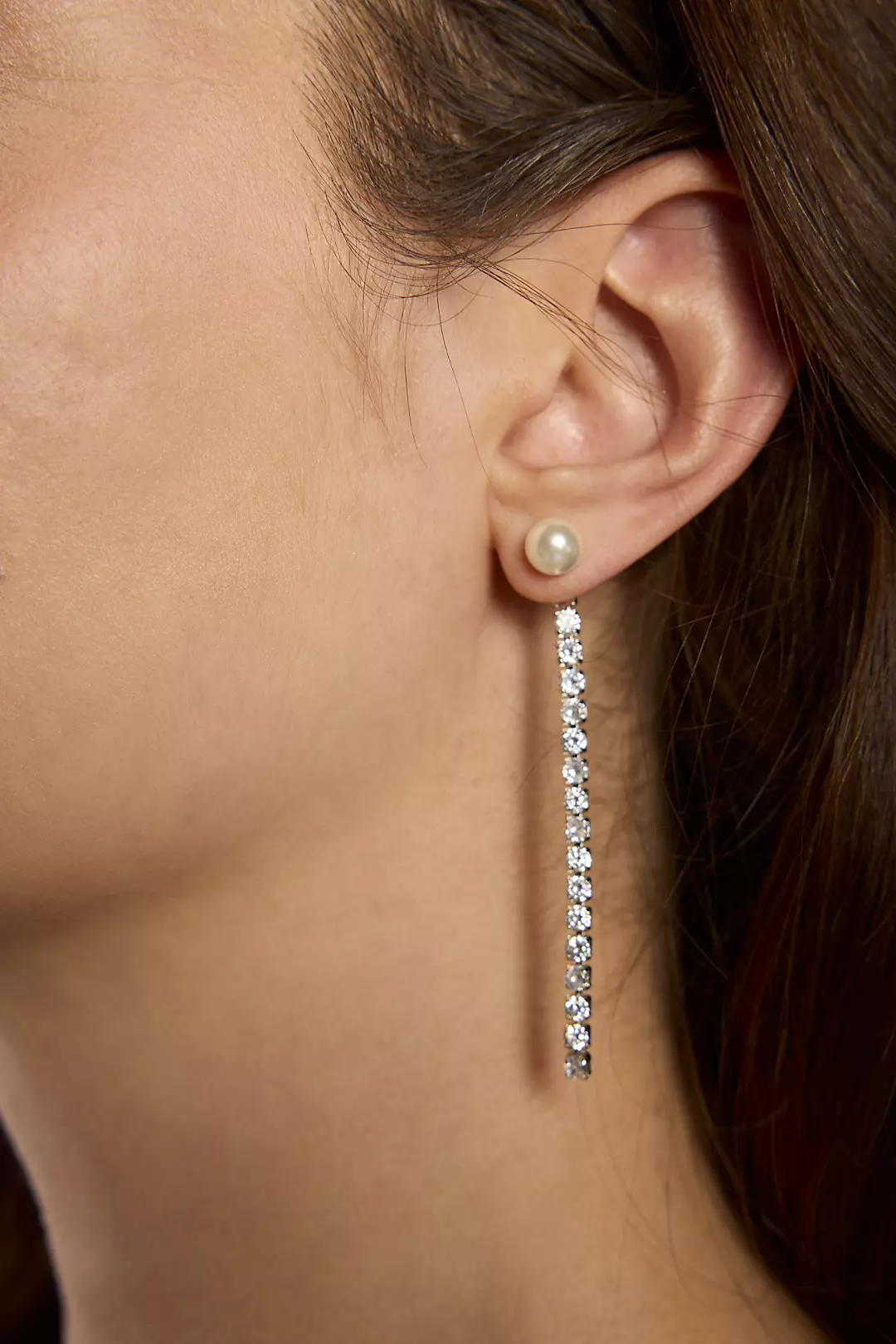 Pearl Stud Drip Crystal Earrings