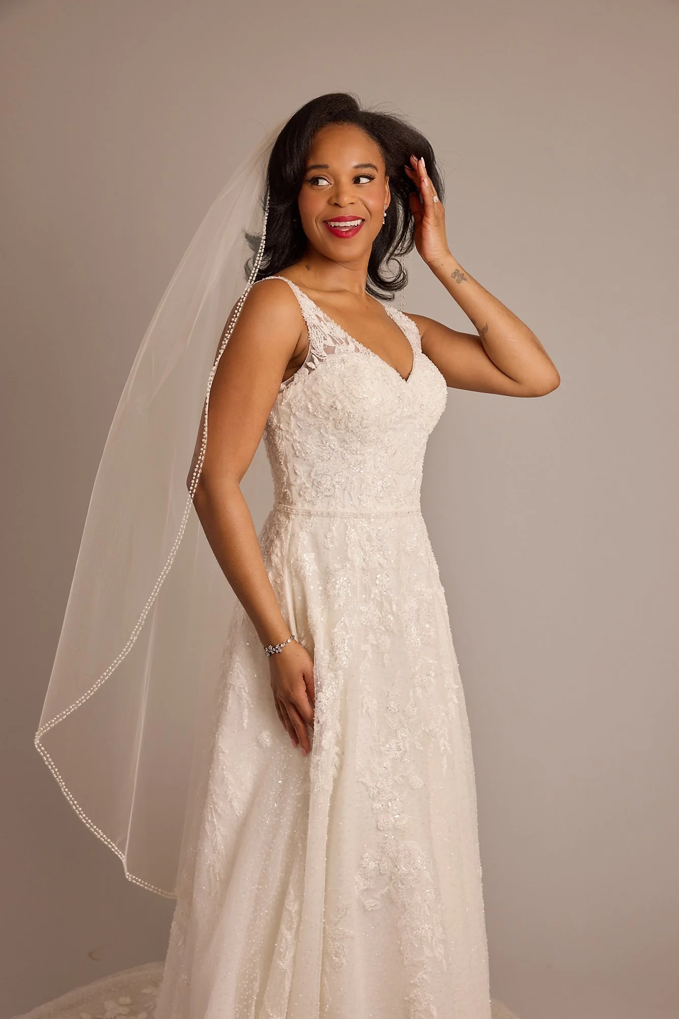 Pearl Trim Walking Length Veil