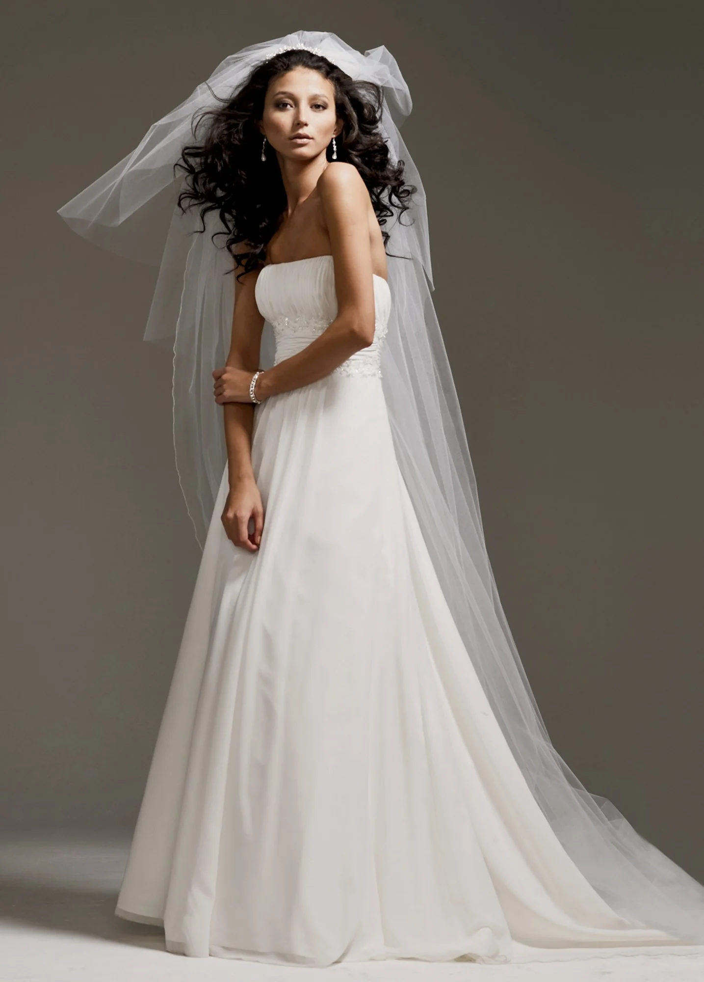 Petite Chiffon A-line Beaded Lace Wedding Dress - Image 2