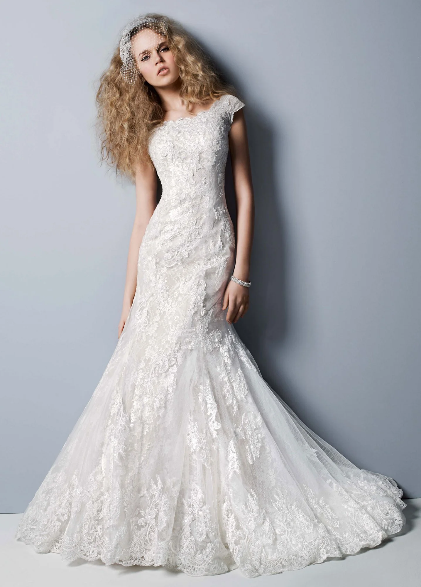 Petite Off The Shoulder Chantilly Lace Gown