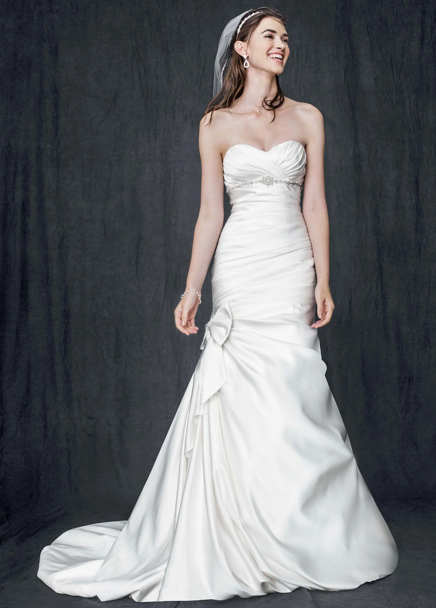 Petite Satin Mermaid Gown with Bow Detail - Image 2