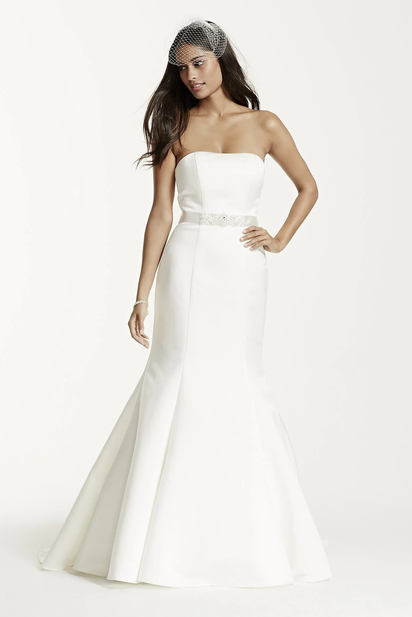 Petite Strapless Trumpet Gown With Ribbon Waist