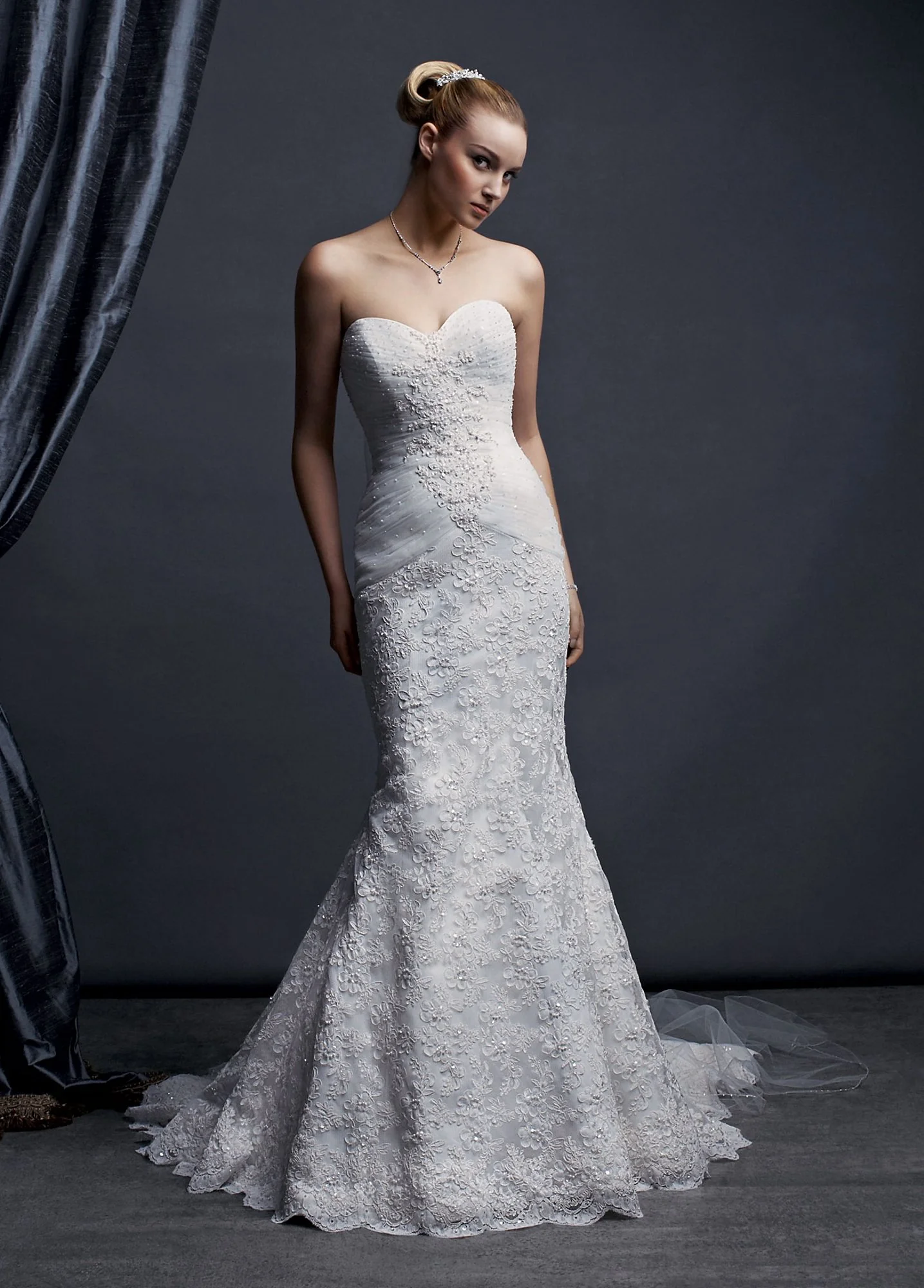 Petite Sweetheart Beaded Lace Trumpet Gown - Image 2