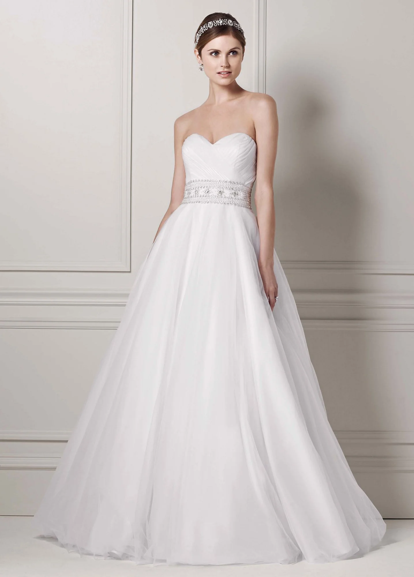 Petite Strapless Tulle Ball Gown with Beaded Belt - Image 2