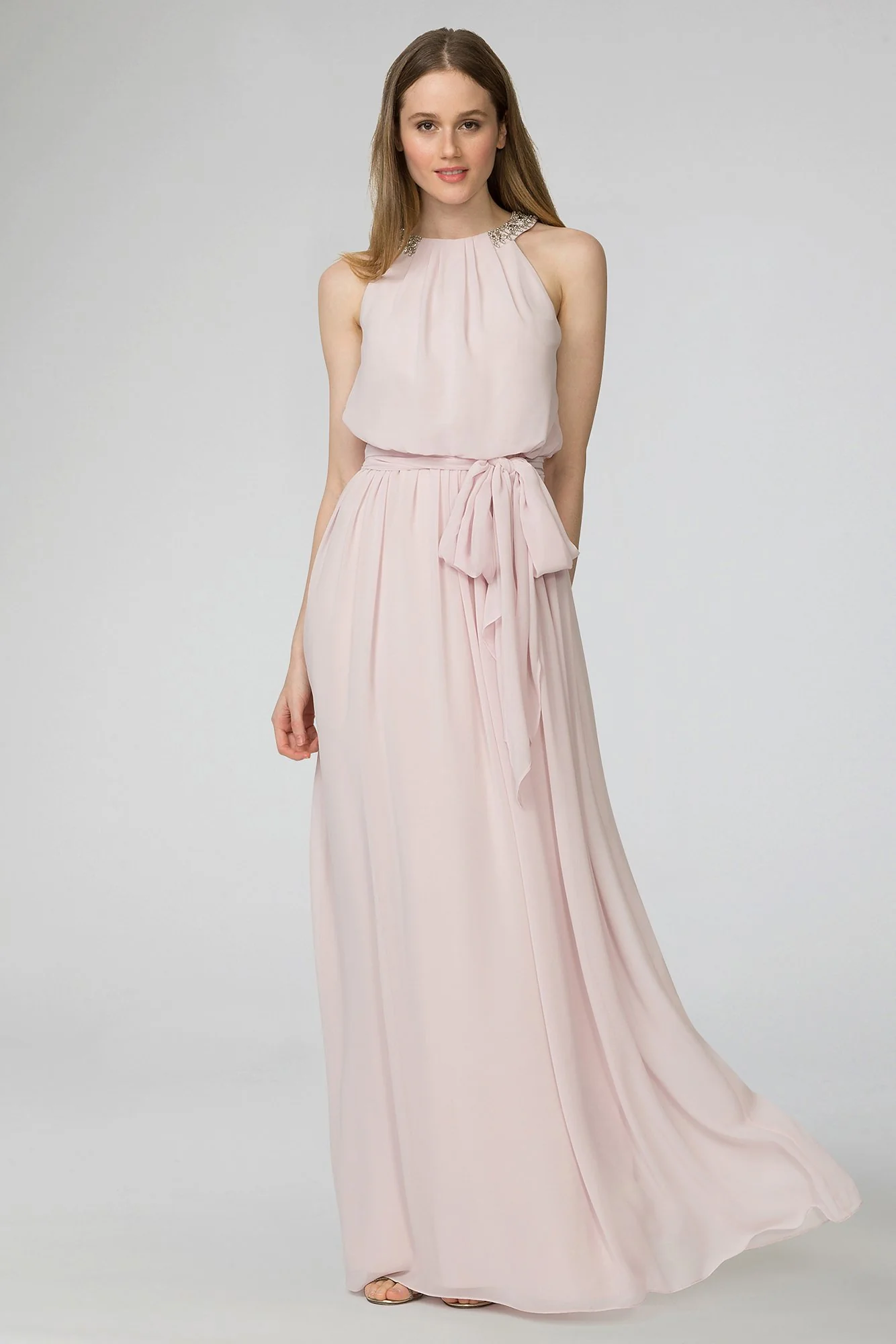 Peyton Chiffon Bridesmaid Dress with Bead Neckline - Image 3