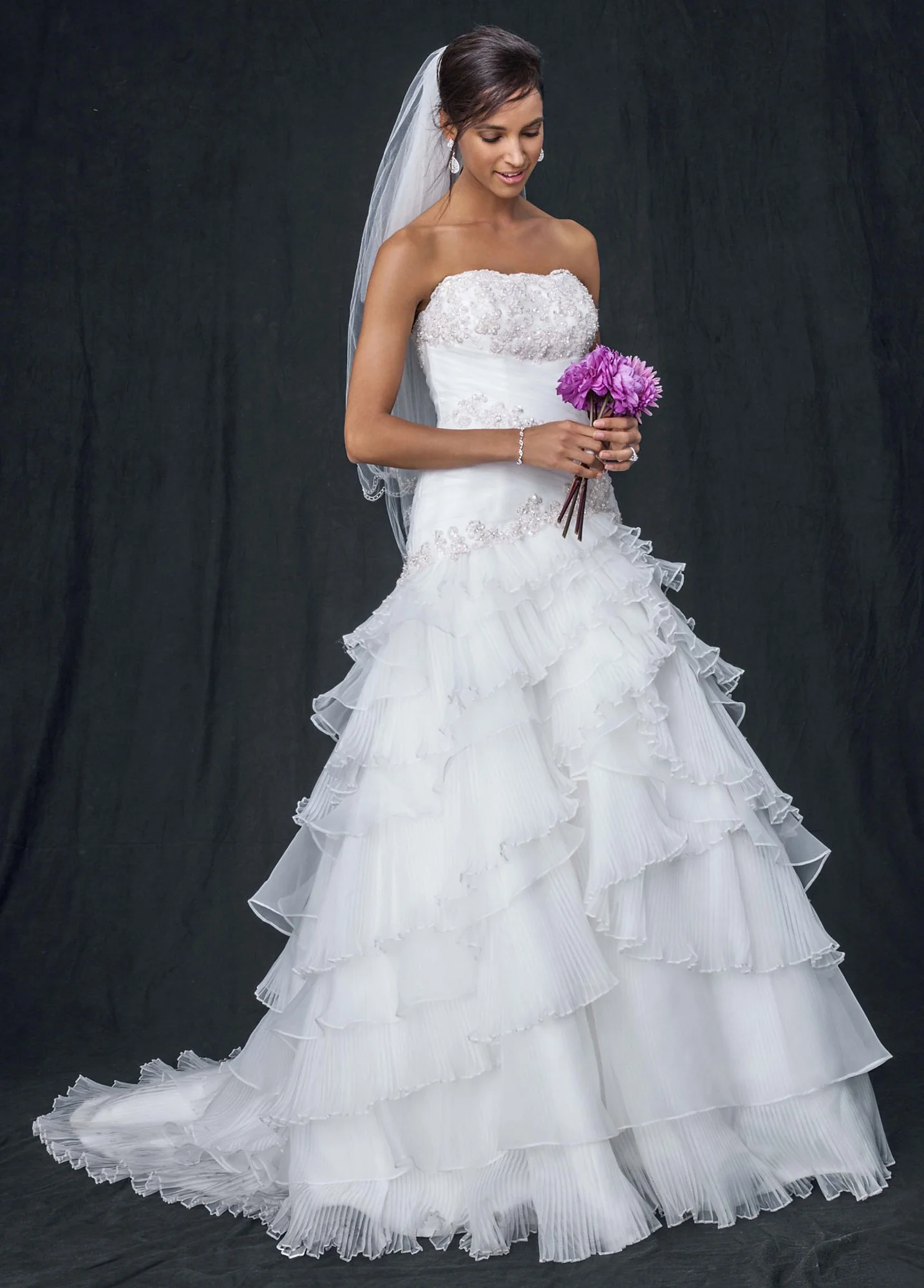Pleated Ball Gown with Lace-Up Back - Image 2