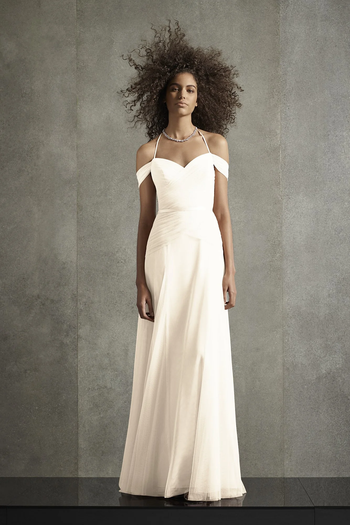 Pleated Bobbin Net Bridesmaid Dress with Tie Swags - Image 12