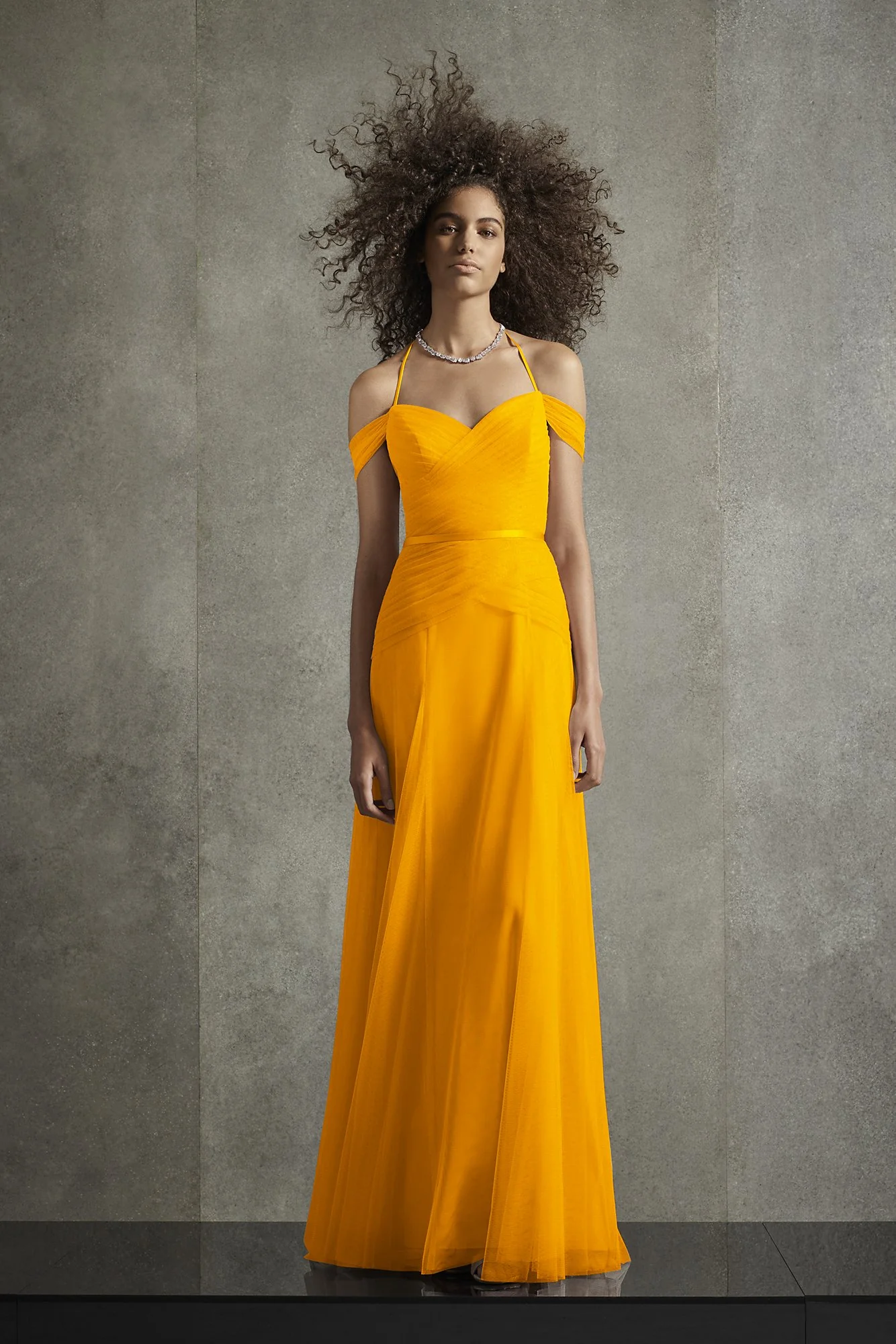Pleated Bobbin Net Bridesmaid Dress with Tie Swags - Image 13