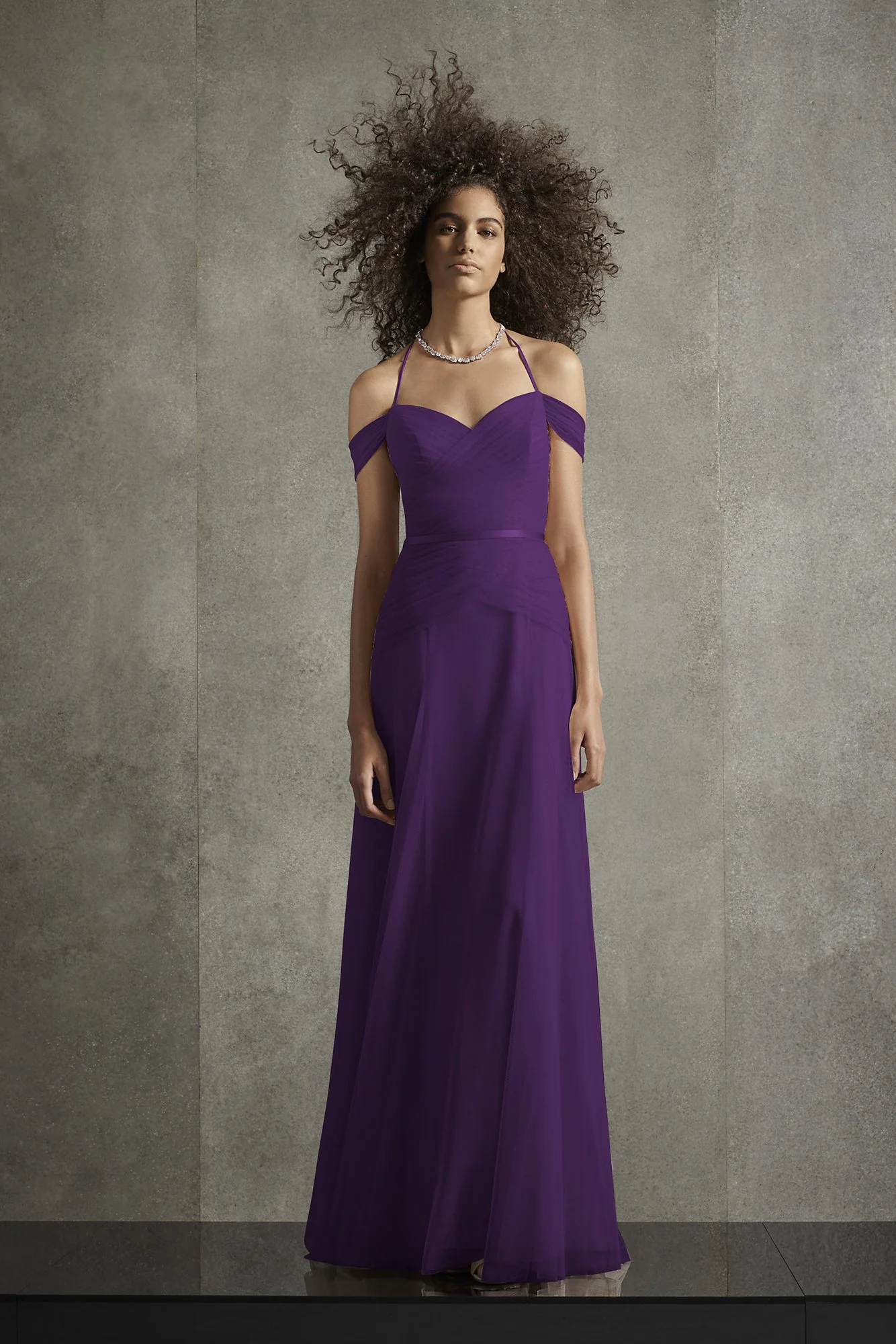 Pleated Bobbin Net Bridesmaid Dress with Tie Swags - Image 16