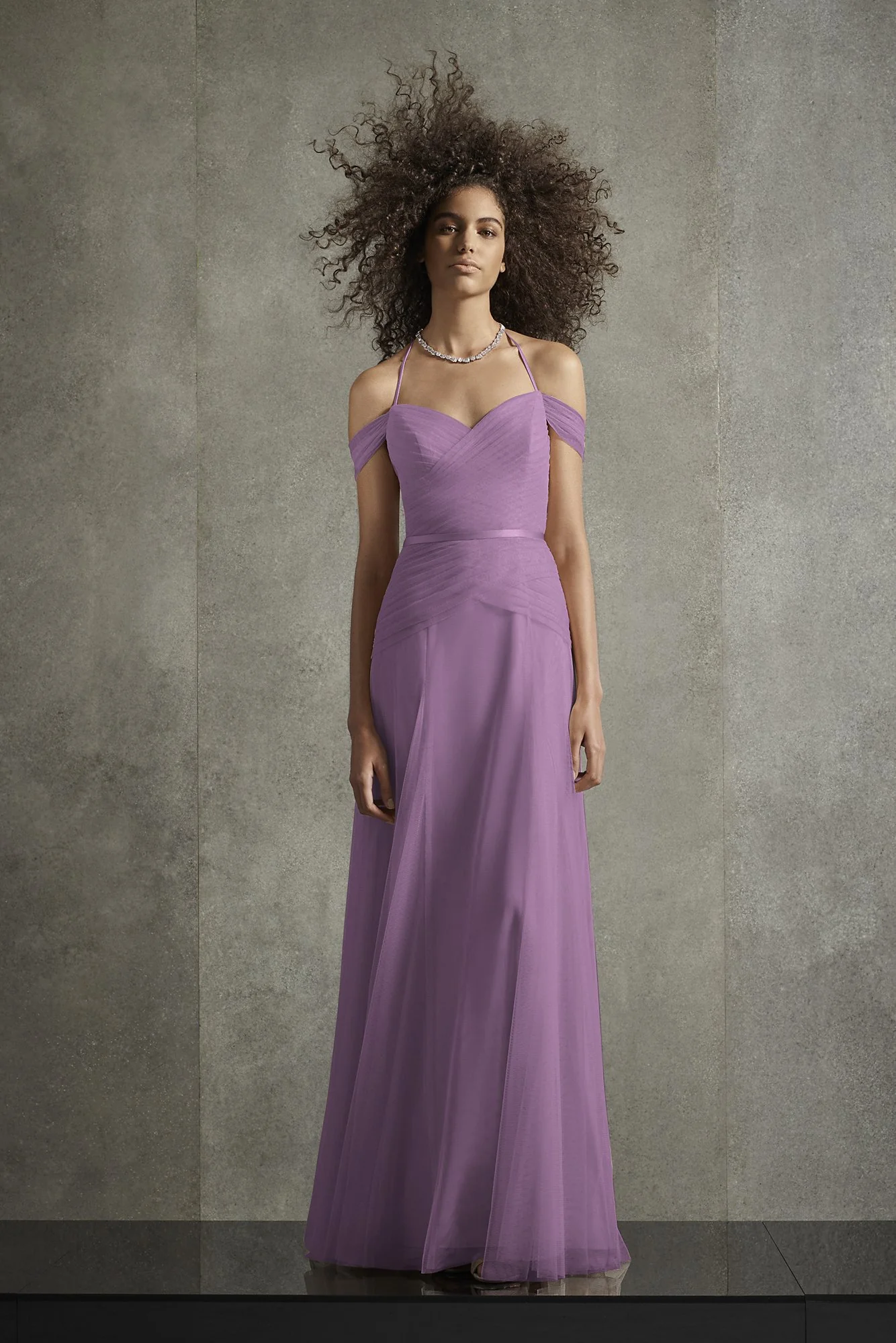 Pleated Bobbin Net Bridesmaid Dress with Tie Swags - Image 18