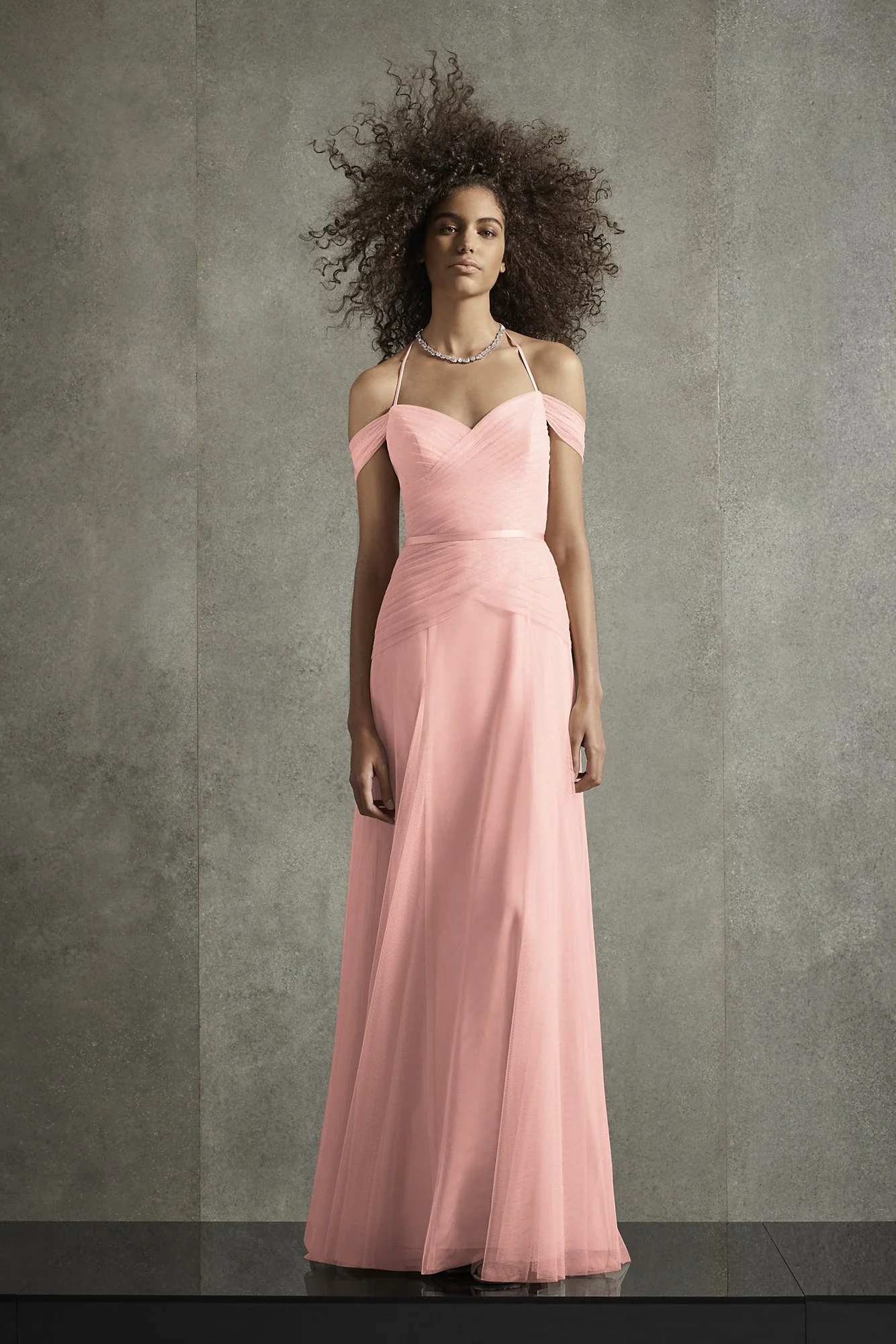 Pleated Bobbin Net Bridesmaid Dress with Tie Swags - Image 19