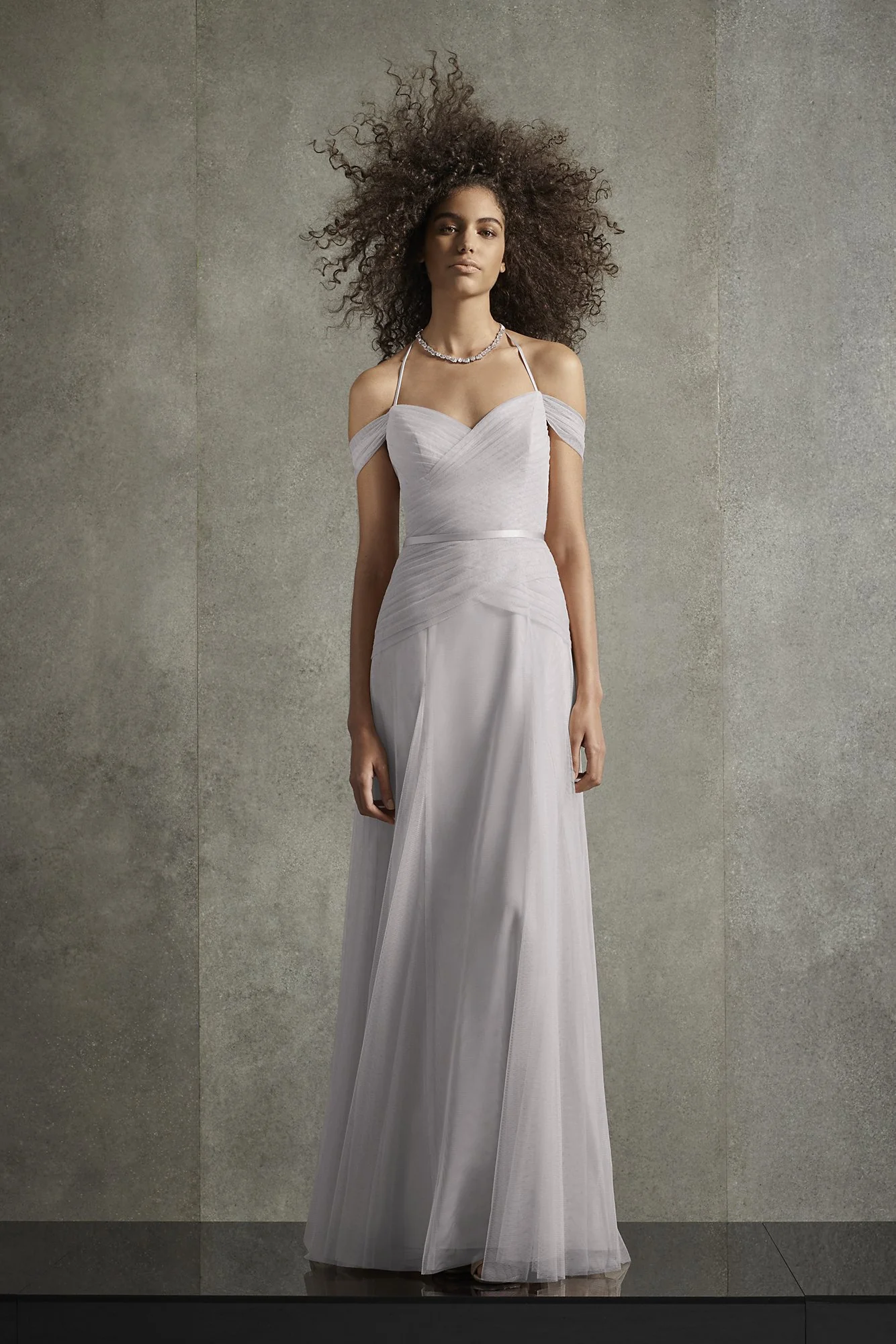 Pleated Bobbin Net Bridesmaid Dress with Tie Swags - Image 20