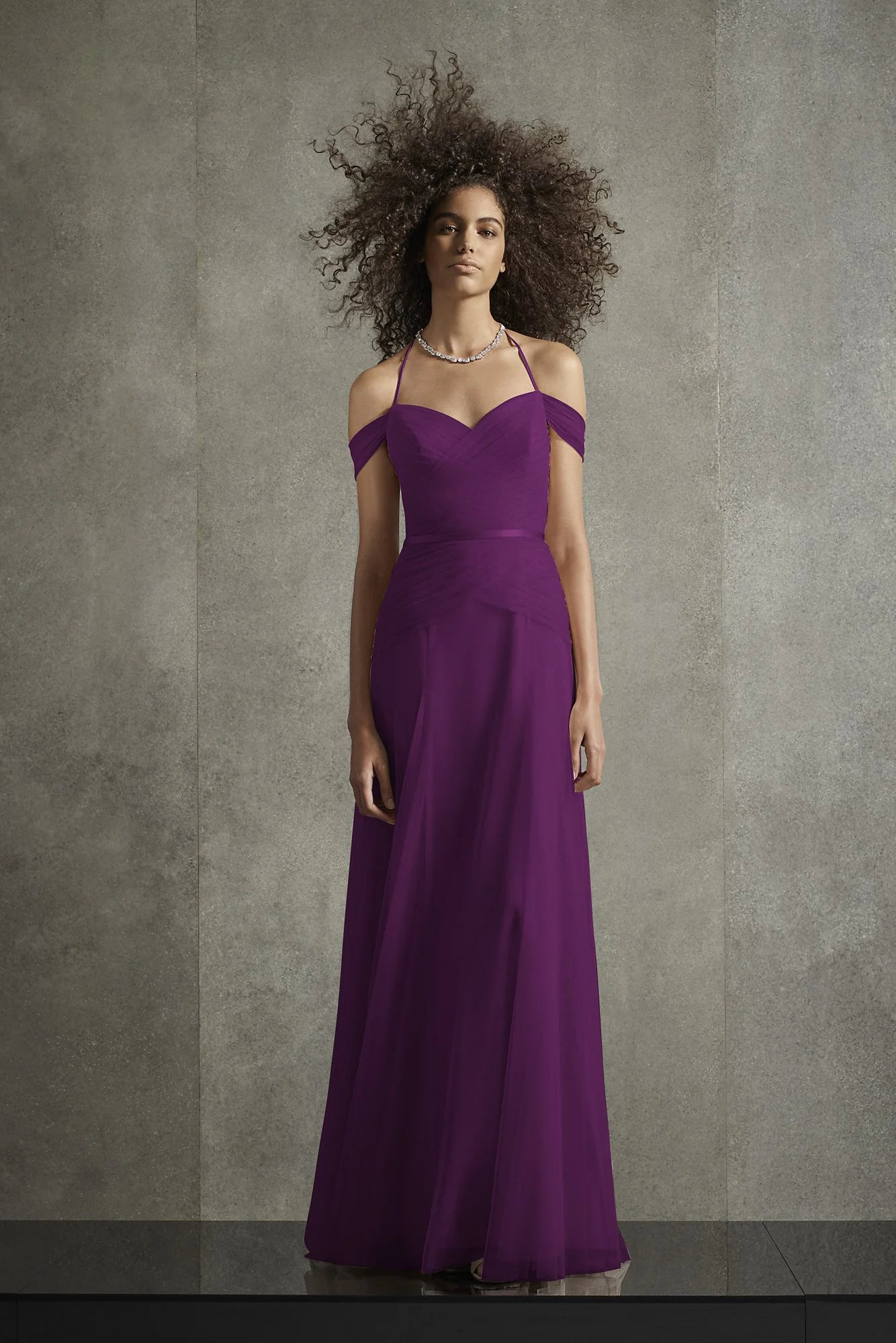 Pleated Bobbin Net Bridesmaid Dress with Tie Swags - Image 21