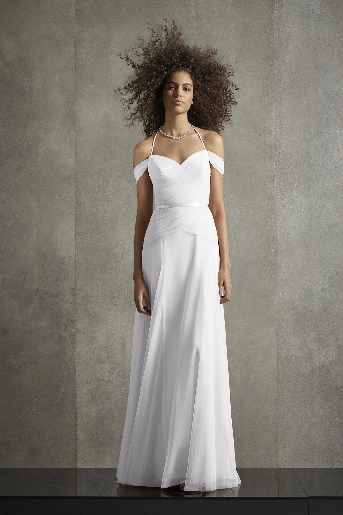 Pleated Bobbin Net Bridesmaid Dress with Tie Swags - Image 24