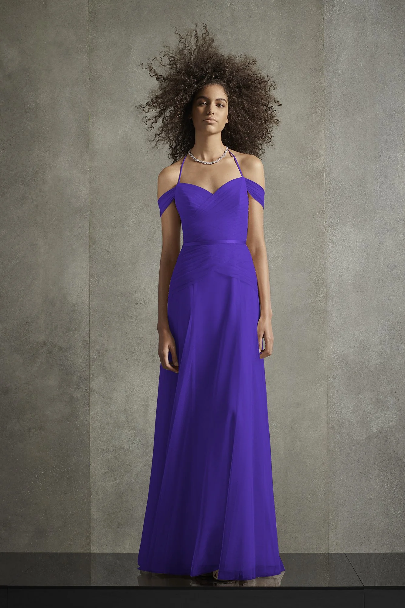Pleated Bobbin Net Bridesmaid Dress with Tie Swags - Image 25