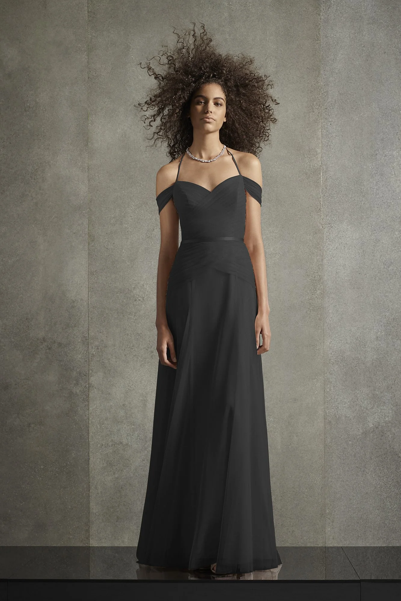 Pleated Bobbin Net Bridesmaid Dress with Tie Swags - Image 26