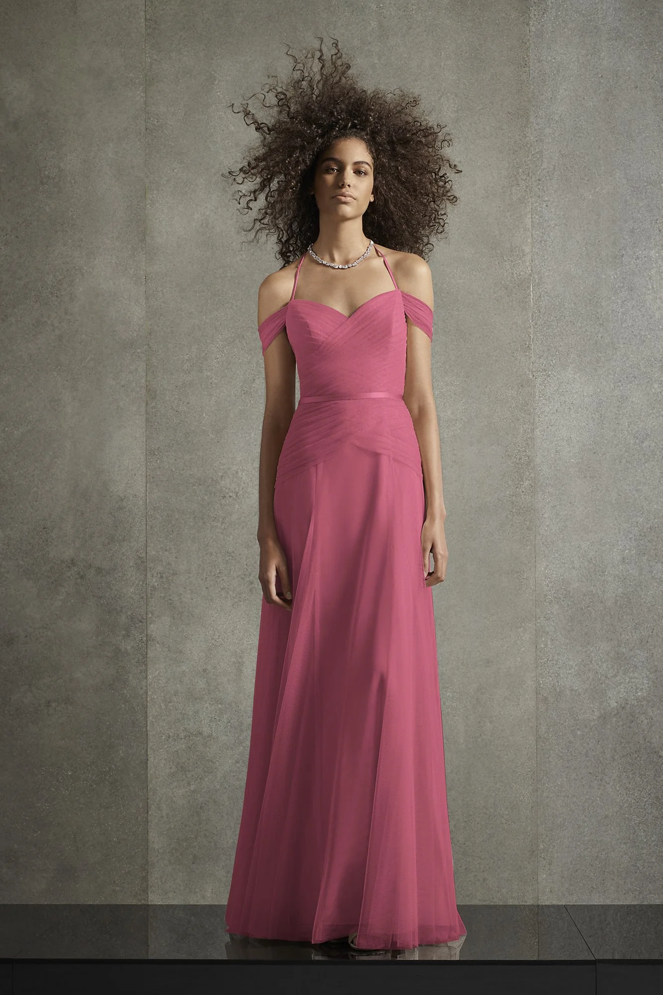 Pleated Bobbin Net Bridesmaid Dress with Tie Swags - Image 28