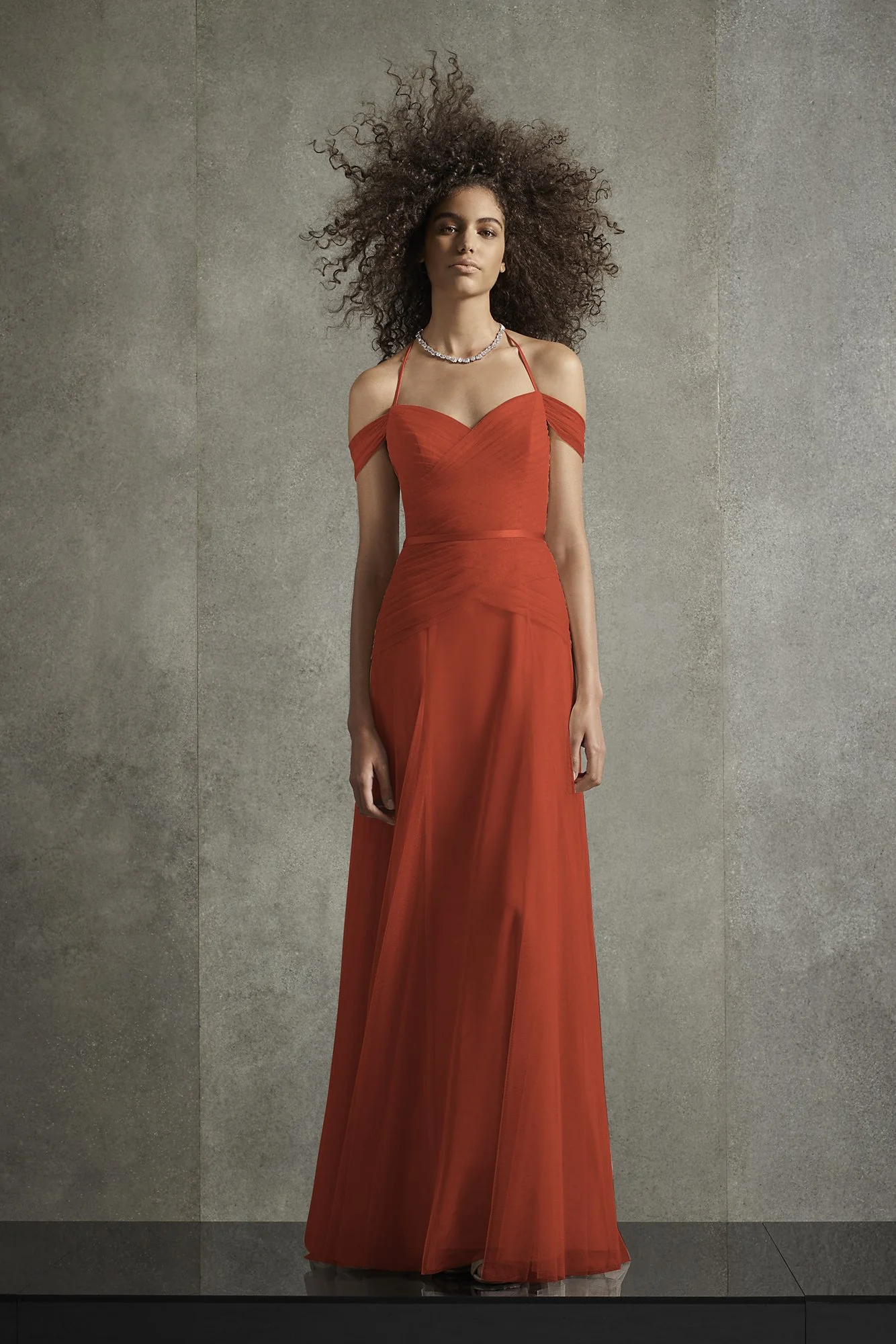 Pleated Bobbin Net Bridesmaid Dress with Tie Swags - Image 29