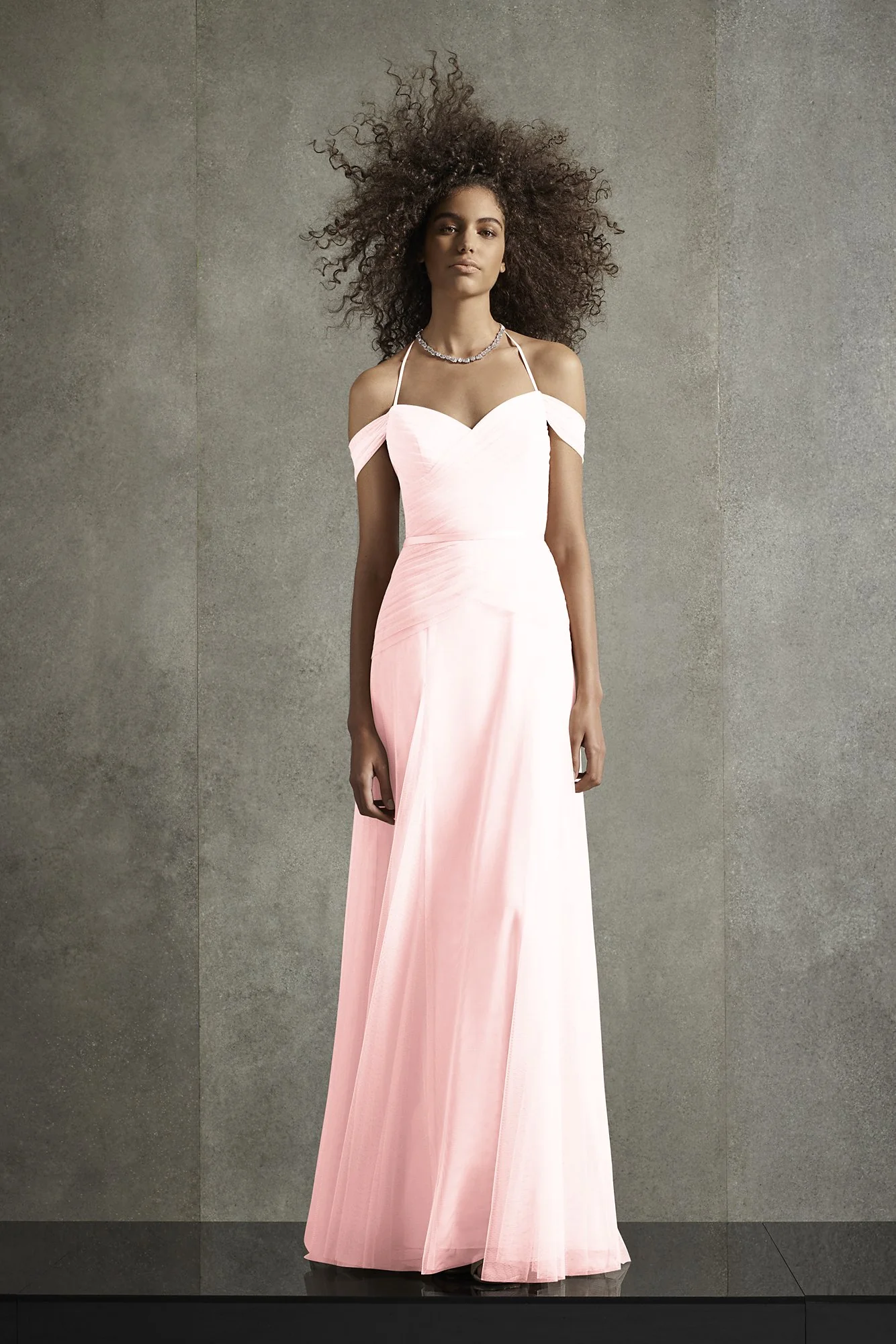 Pleated Bobbin Net Bridesmaid Dress with Tie Swags - Image 30