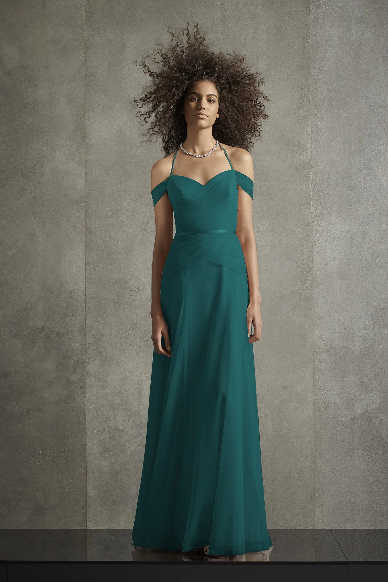 Pleated Bobbin Net Bridesmaid Dress with Tie Swags - Image 31