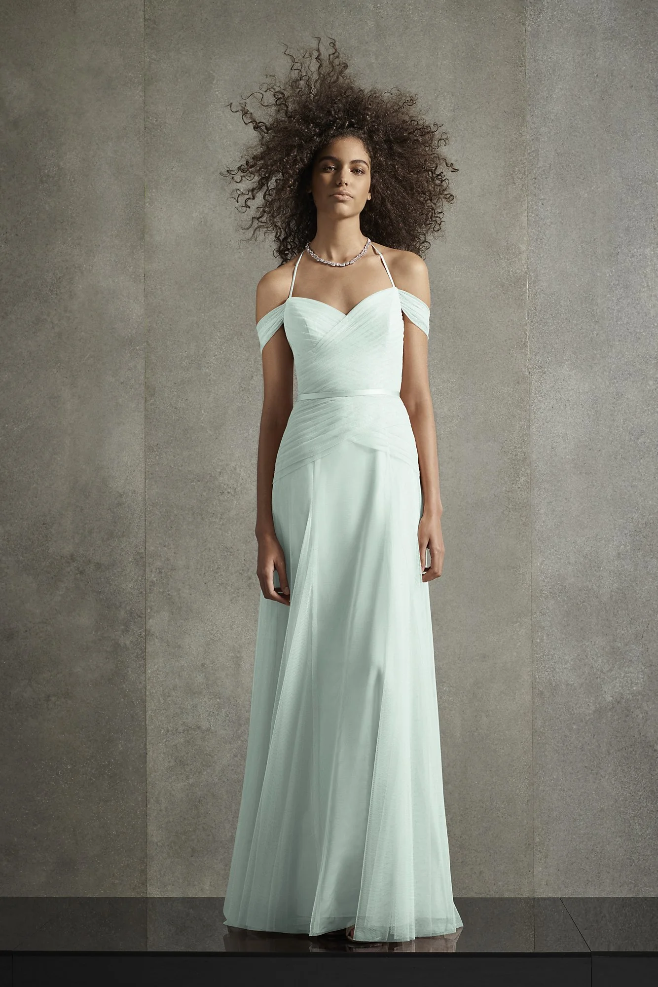 Pleated Bobbin Net Bridesmaid Dress with Tie Swags - Image 32
