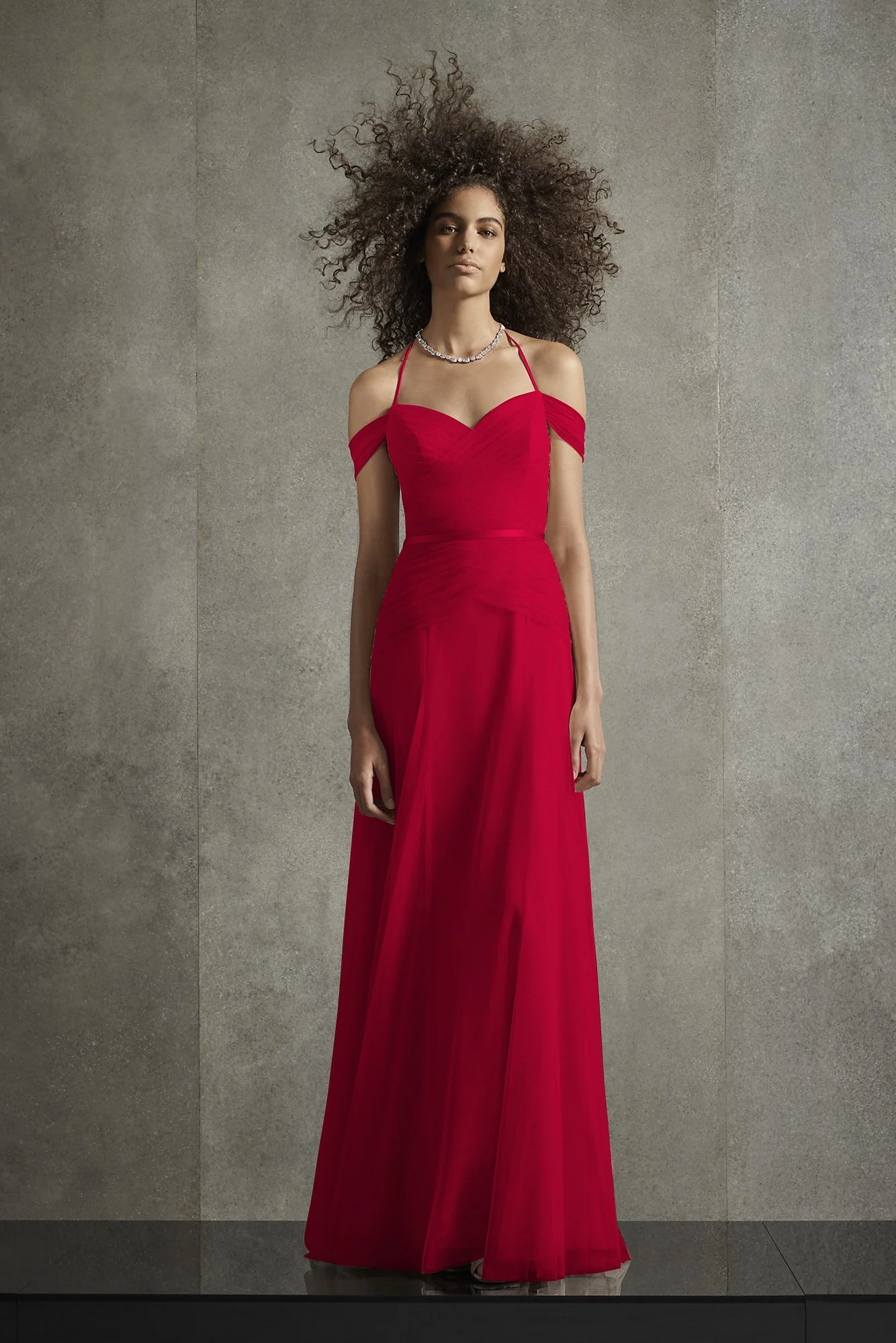 Pleated Bobbin Net Bridesmaid Dress with Tie Swags - Image 33