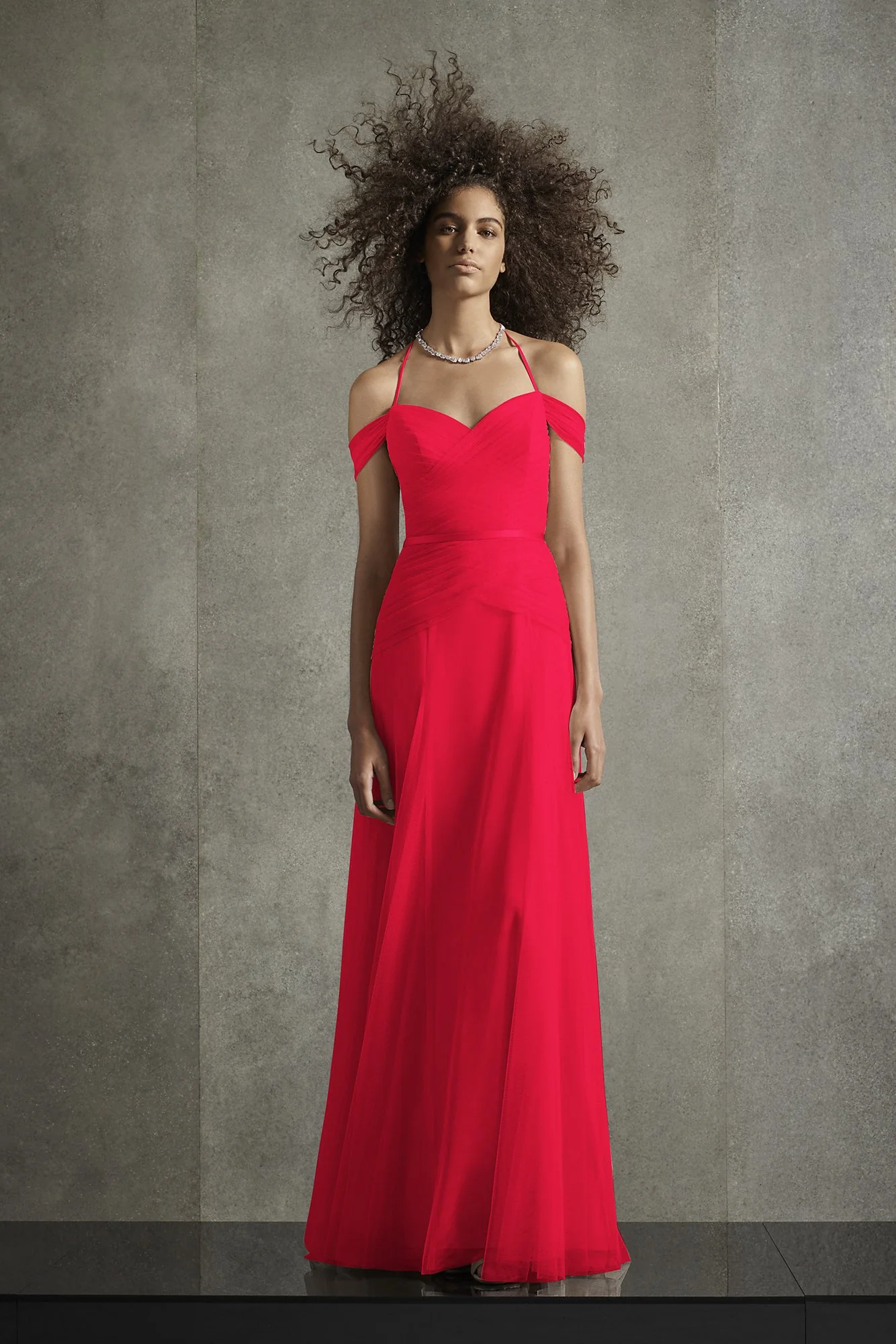 Pleated Bobbin Net Bridesmaid Dress with Tie Swags - Image 34