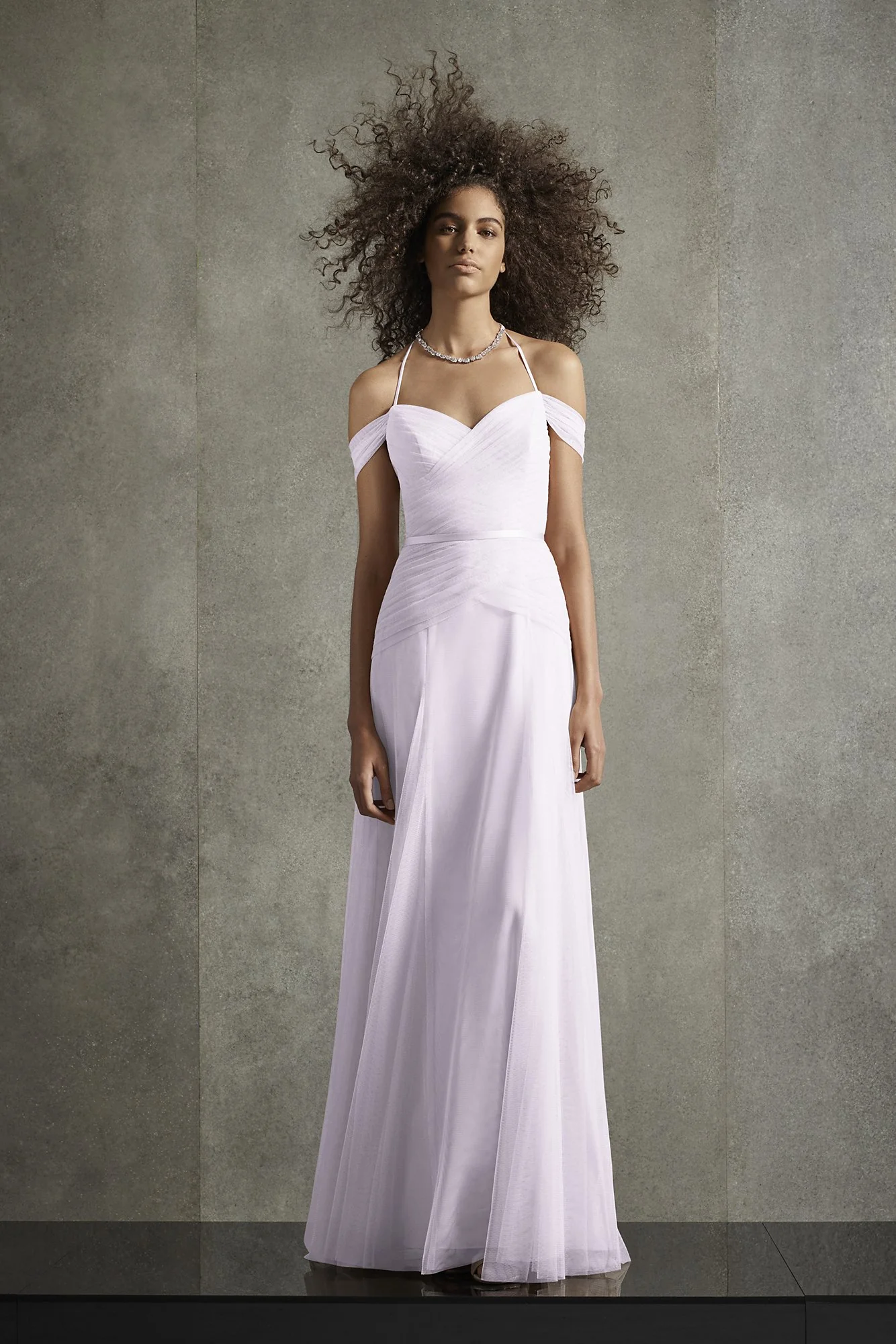 Pleated Bobbin Net Bridesmaid Dress with Tie Swags - Image 37
