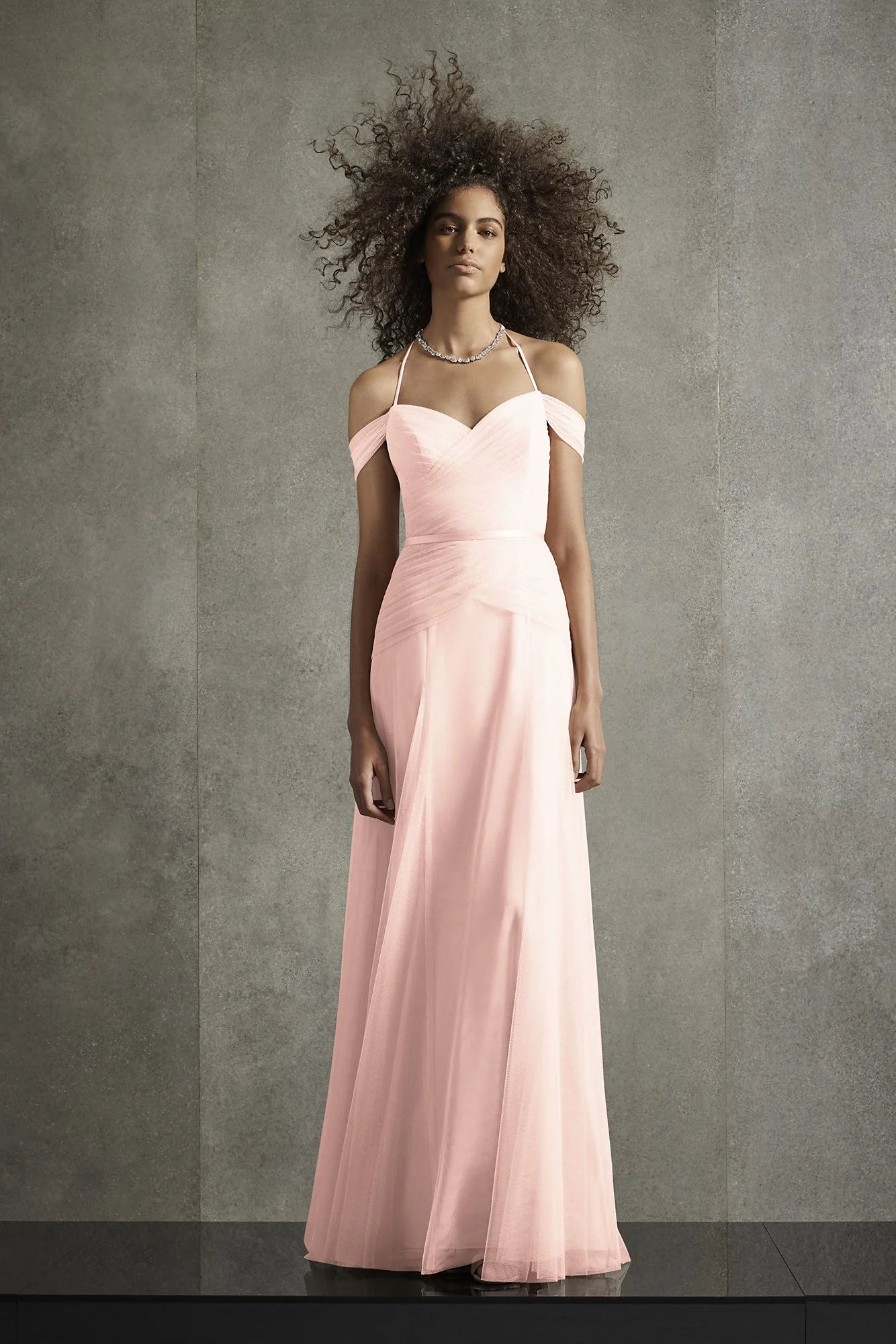 Pleated Bobbin Net Bridesmaid Dress with Tie Swags - Image 38