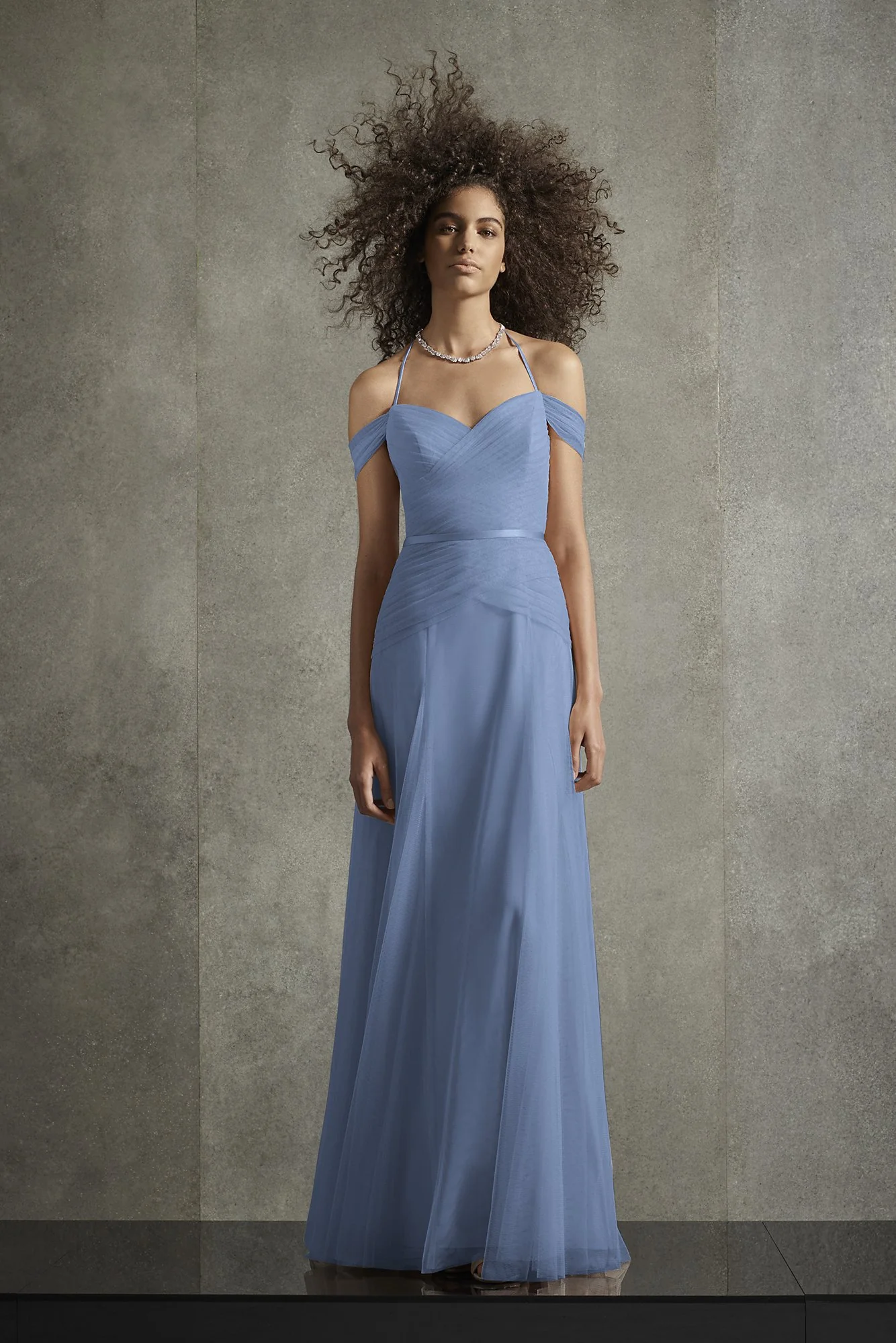 Pleated Bobbin Net Bridesmaid Dress with Tie Swags - Image 39