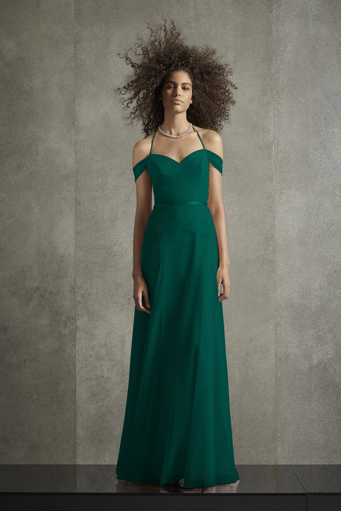 Pleated Bobbin Net Bridesmaid Dress with Tie Swags - Image 42