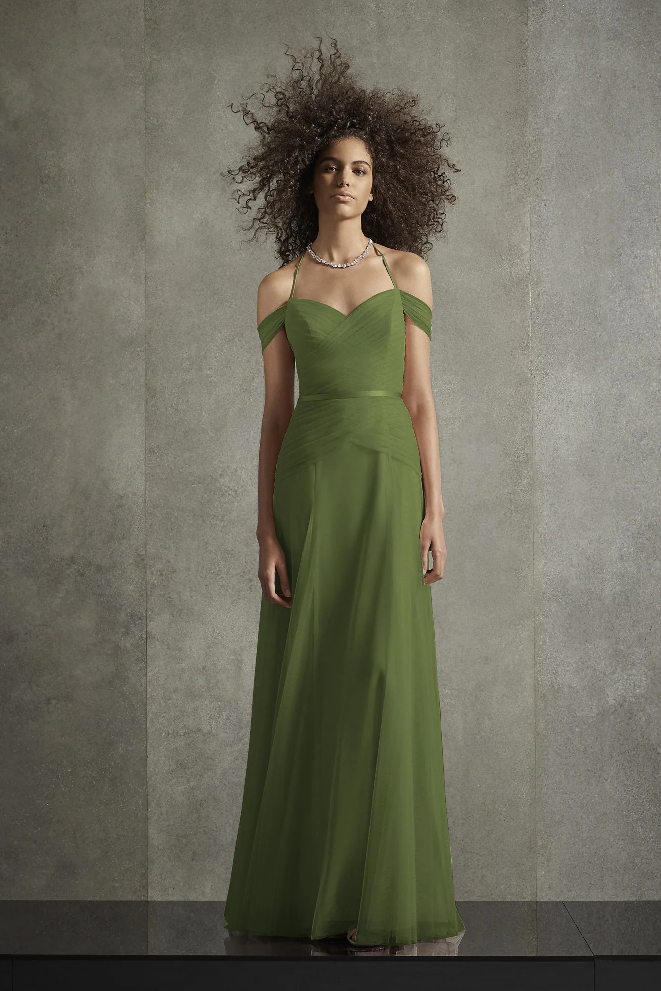Pleated Bobbin Net Bridesmaid Dress with Tie Swags - Image 43