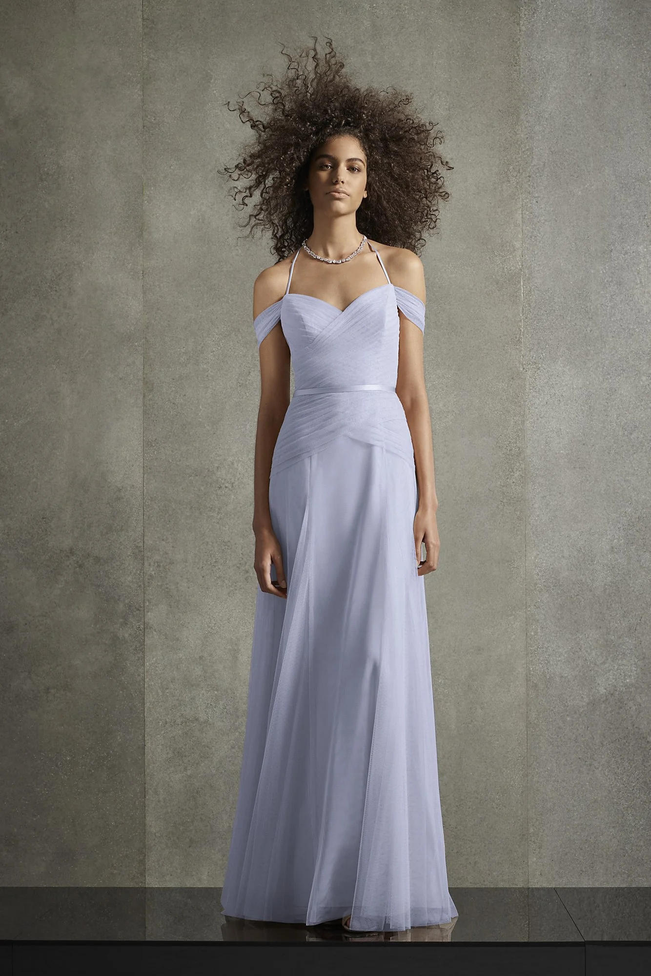 Pleated Bobbin Net Bridesmaid Dress with Tie Swags - Image 44
