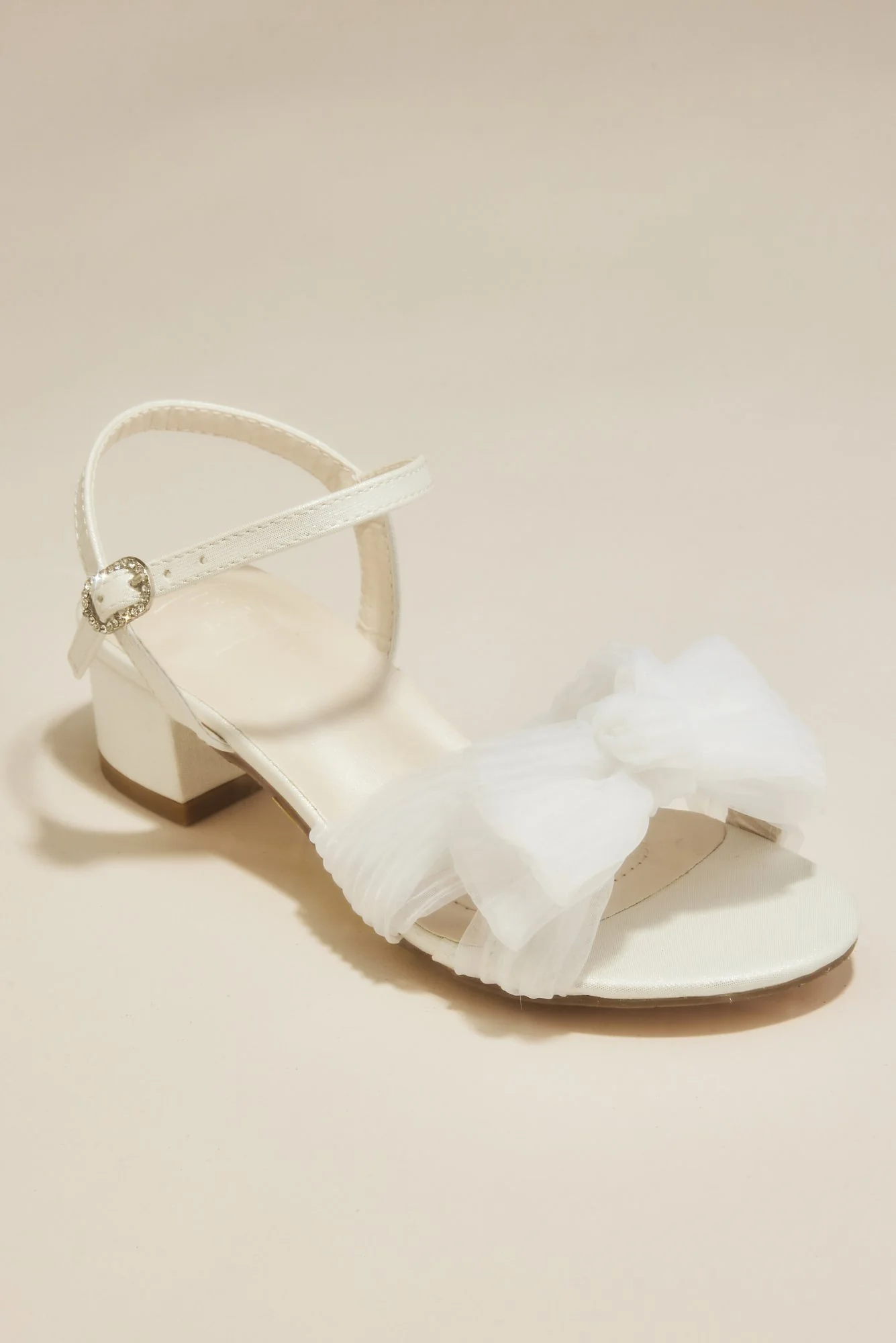 Pleated Chiffon Bow Flower Girl Sandals