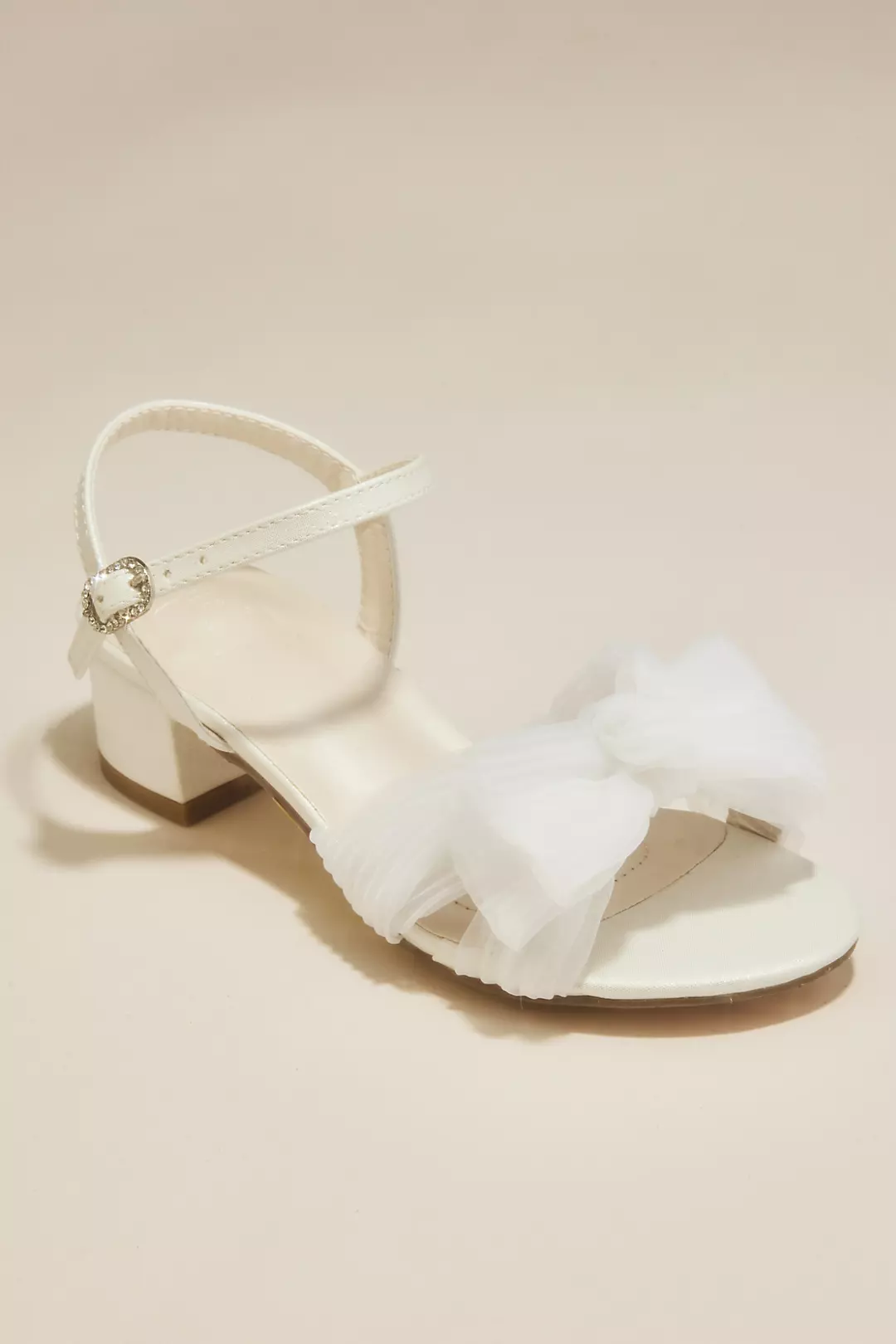 Pleated Chiffon Bow Flower Girl Sandals - Image 4