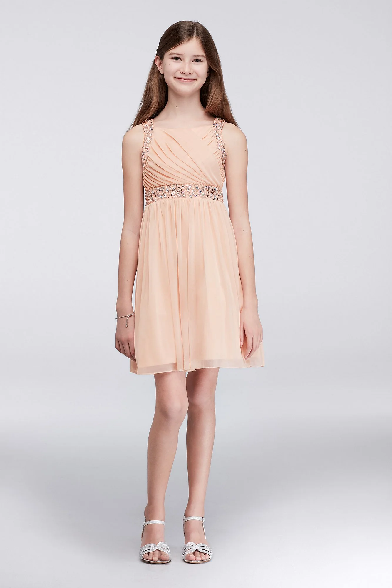Pleated Chiffon Party Dress with Beading - Image 2